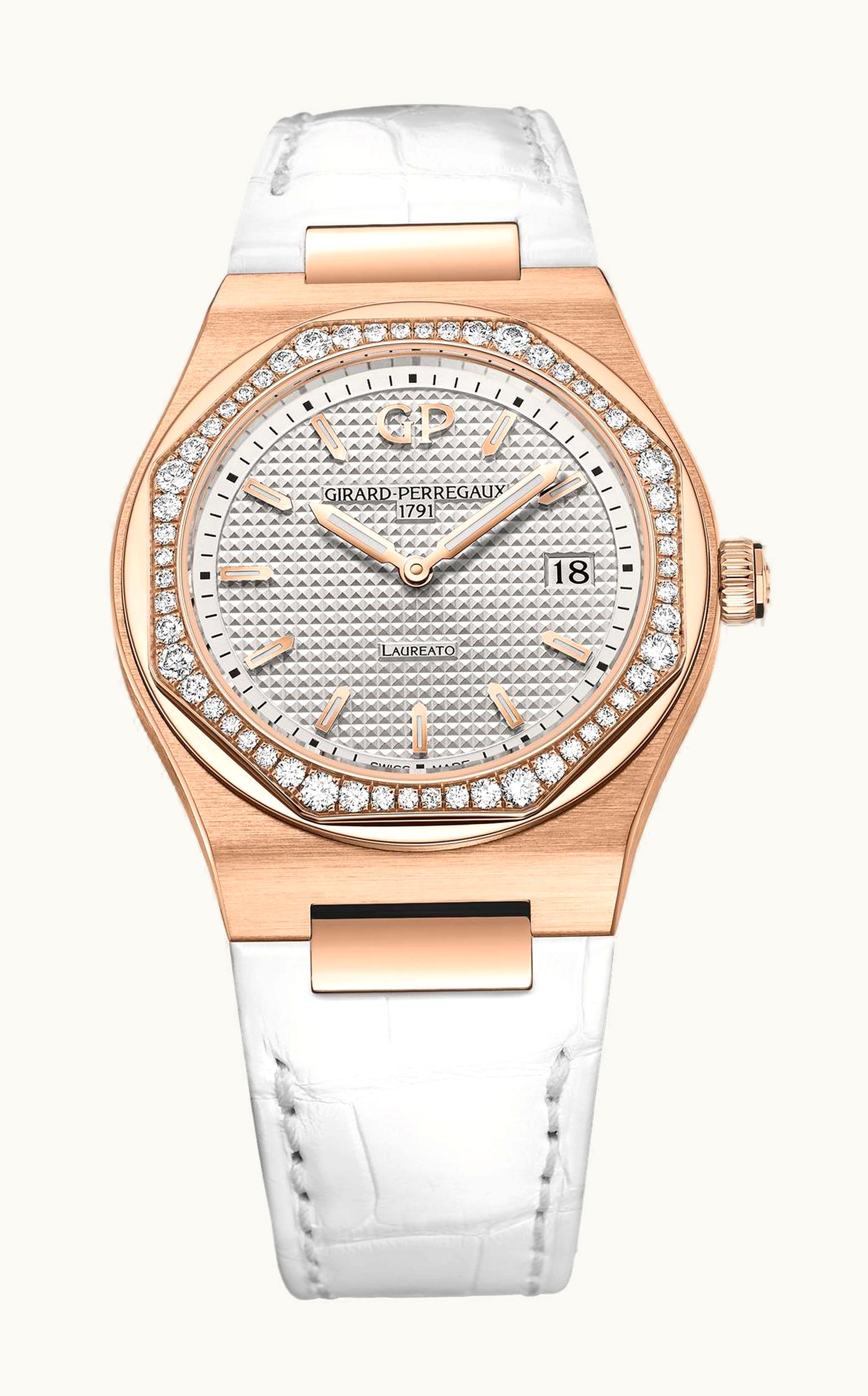 Girard-Perregaux Laureato 34 Quartz Pink Gold / Diamond / Silver / Alligator