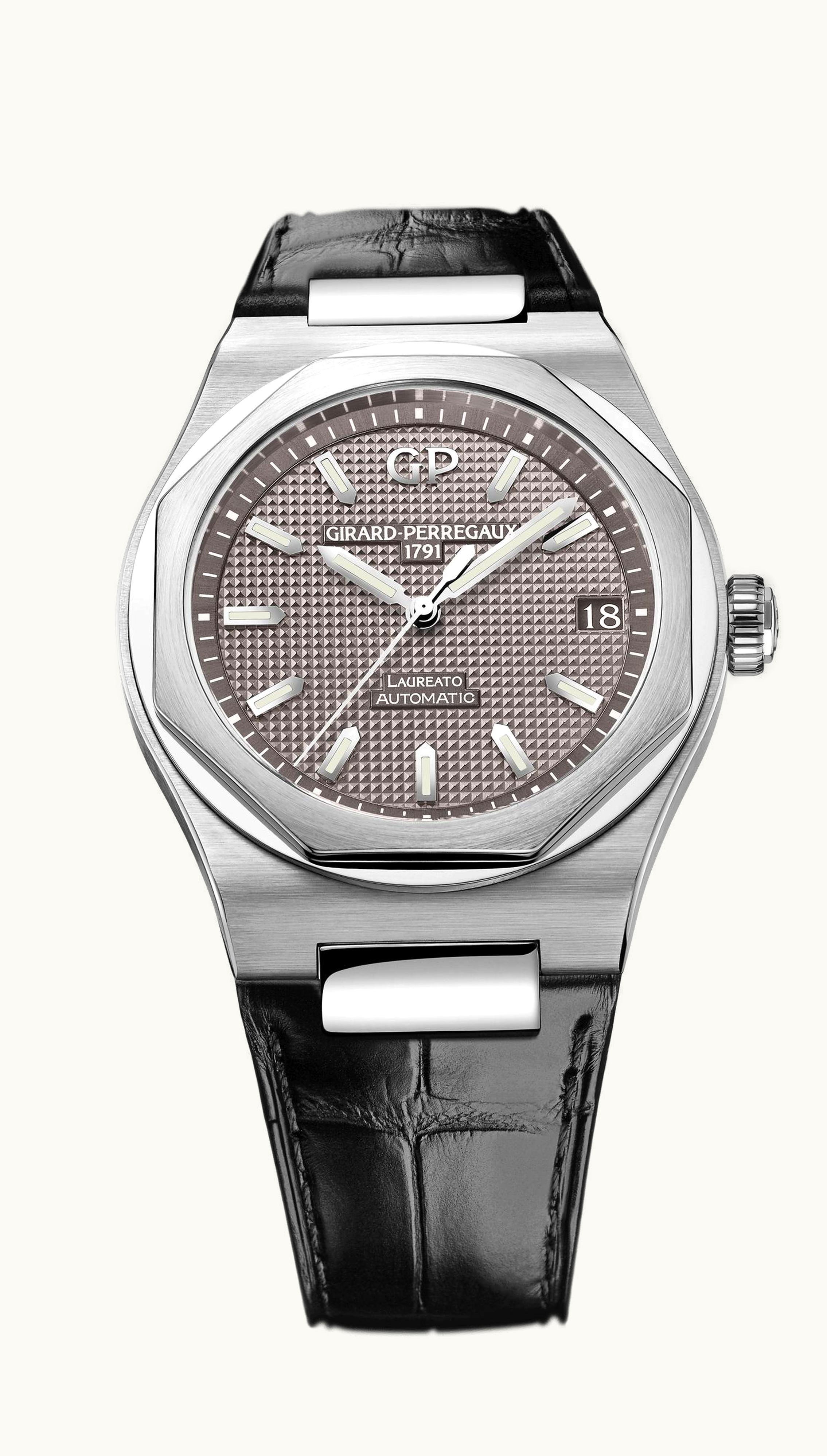 Girard-Perregaux Laureato 42 Automatic Stainless Steel / Grey / Alligator