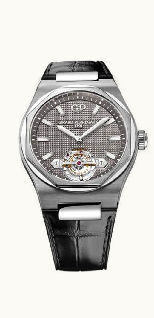 Girard-Perregaux Laureato 45 Tourbillon Titanium / White Gold / Grey / Alligator