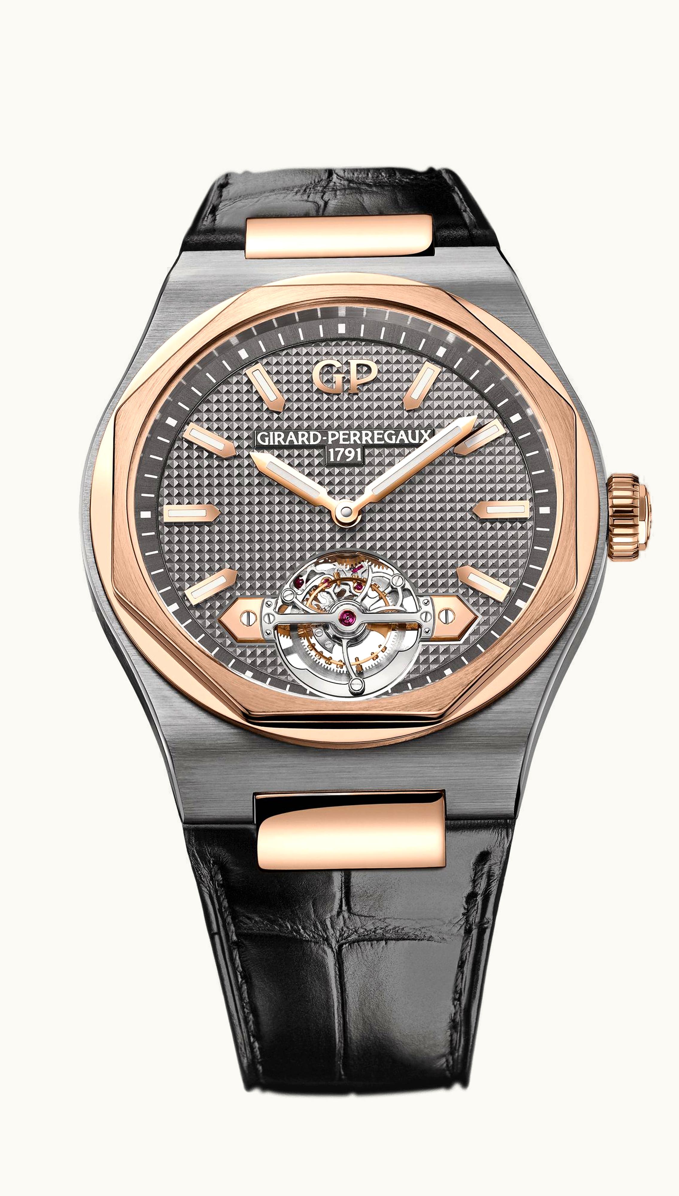Girard-Perregaux Laureato 45 Tourbillon Titanium / Pink Gold / Grey / Alligator