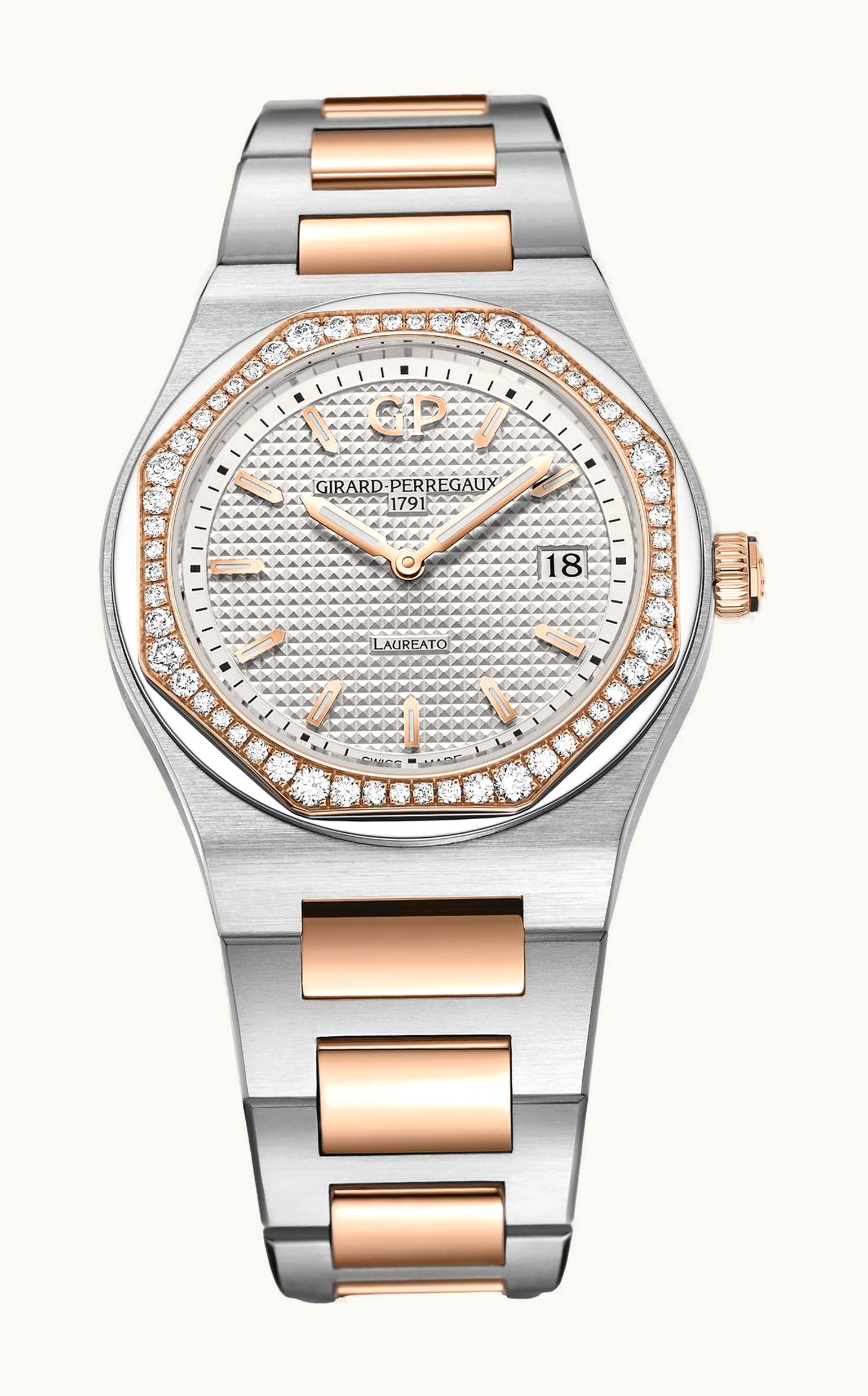 Girard-Perregaux Laureato 34 Quartz Stainless Steel / Pink Gold / Diamond / Silver