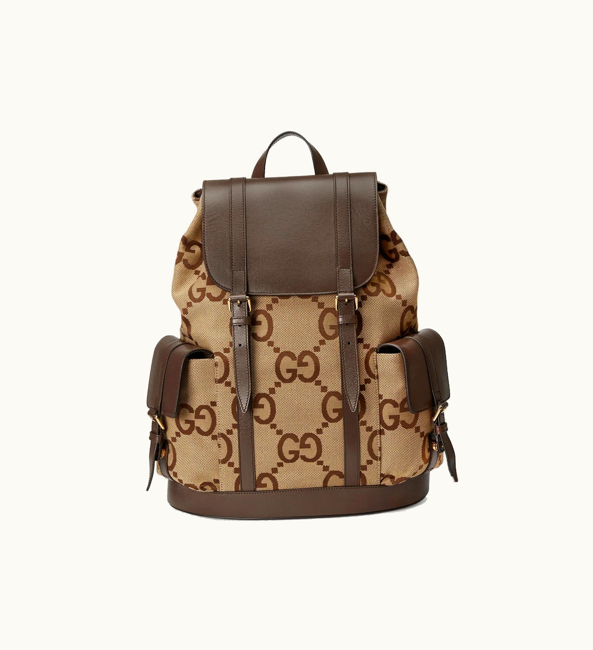 Gucci Gucci Backpack with Jumbo GG Camel Ebony
