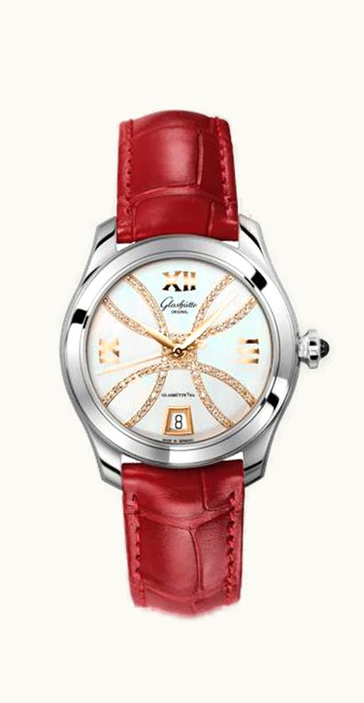 Glashütte Original Lady Serenade Stainless Steel / Diamond / MOP - Index Line / Alligator