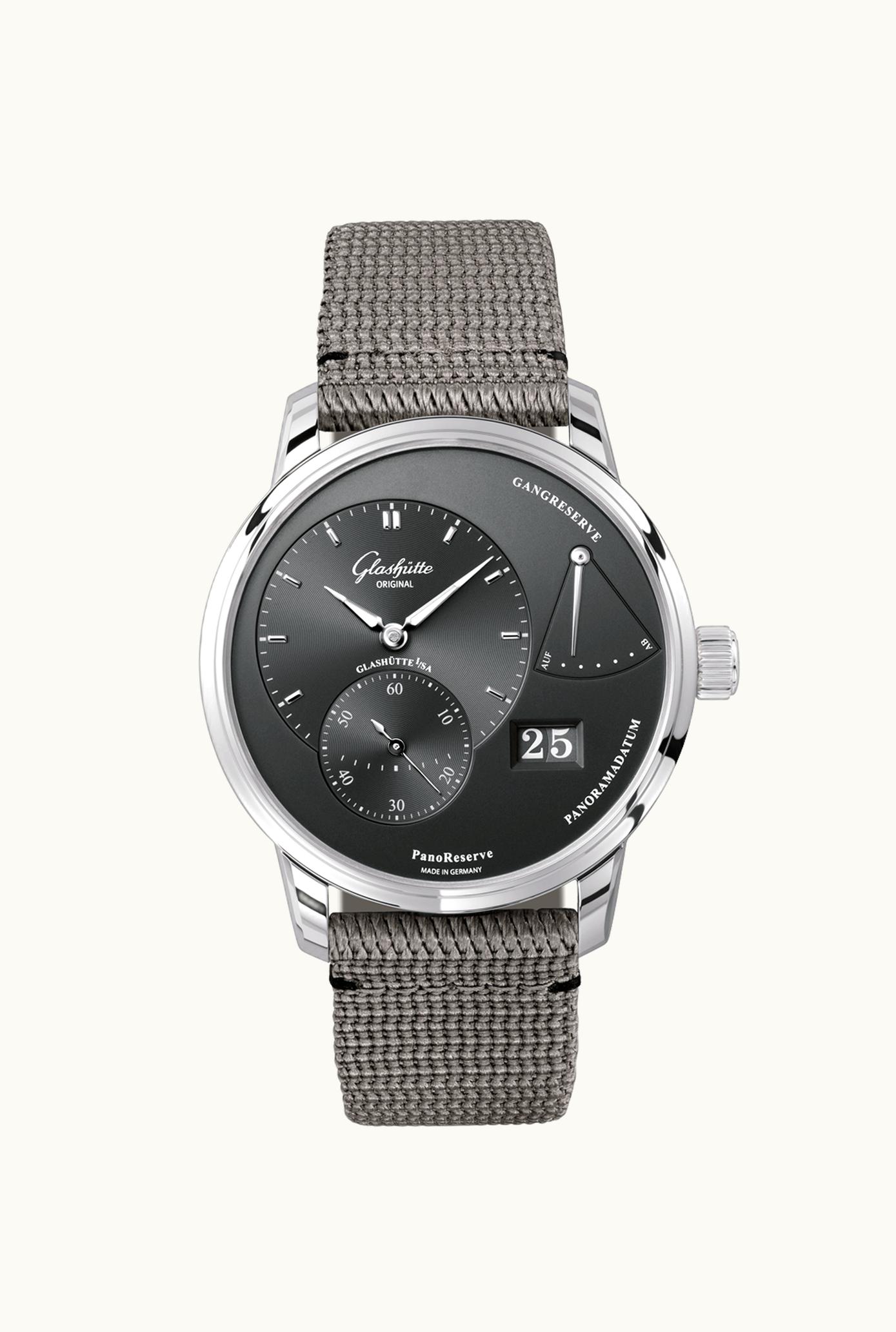 Glashütte Original PanoReserve Stainless Steel / Grey / Alligator / Folding