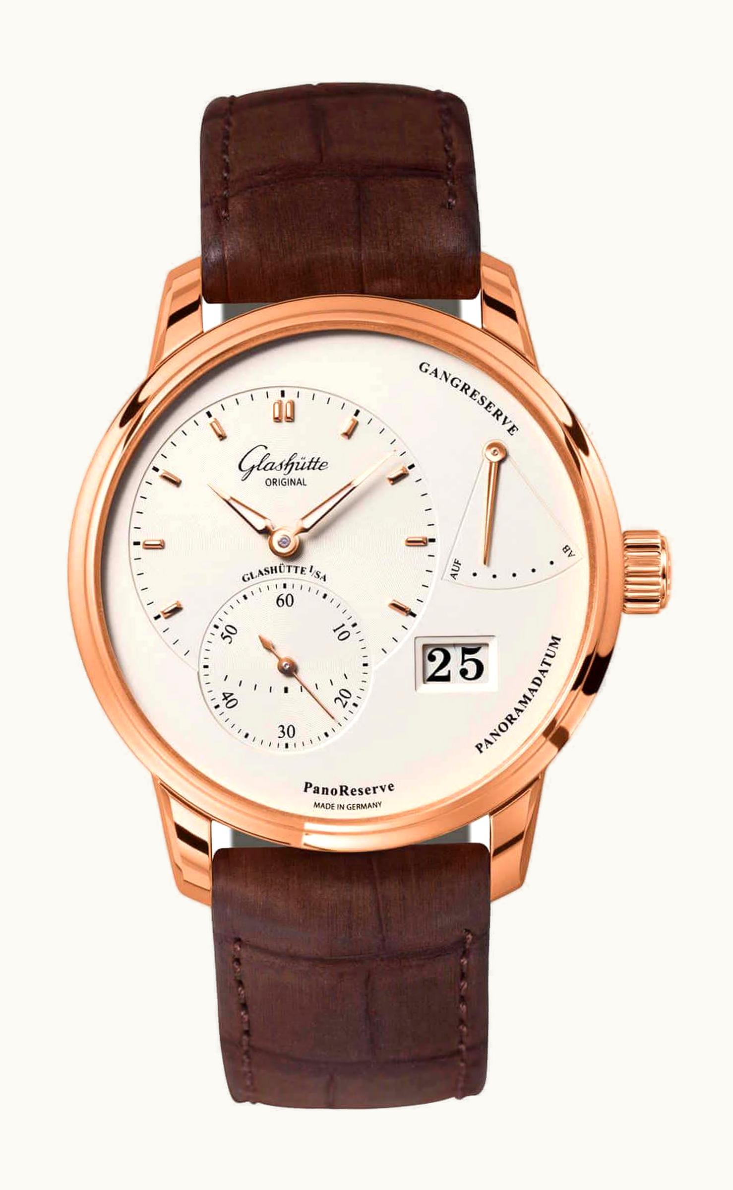 Glashütte Original PanoReserve Red Gold / Silver / Alligator / Folding