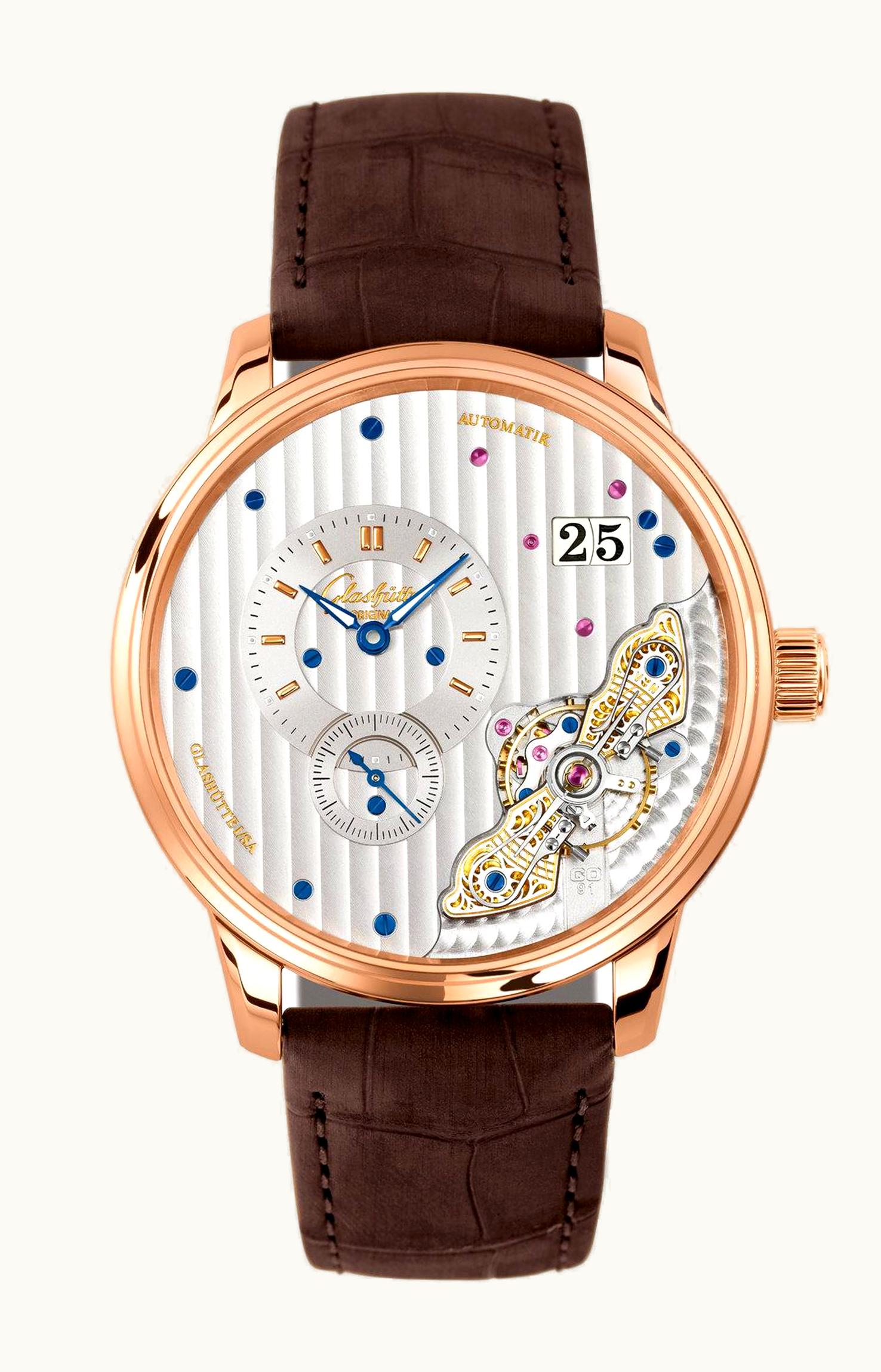 Glashütte Original PanoMaticInverse Red Gold / Silver / Alligator / Folding