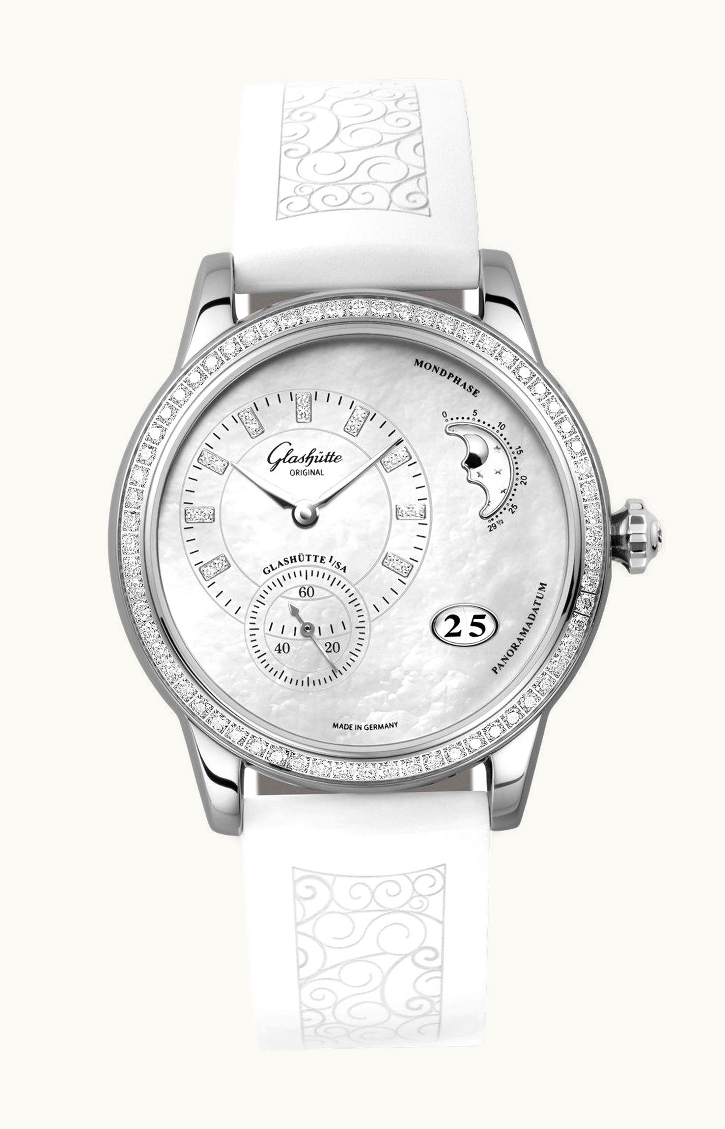 Glashütte Original PanoMatic Luna Stainless Steel / Diamond / MOP / Rubber / Pin
