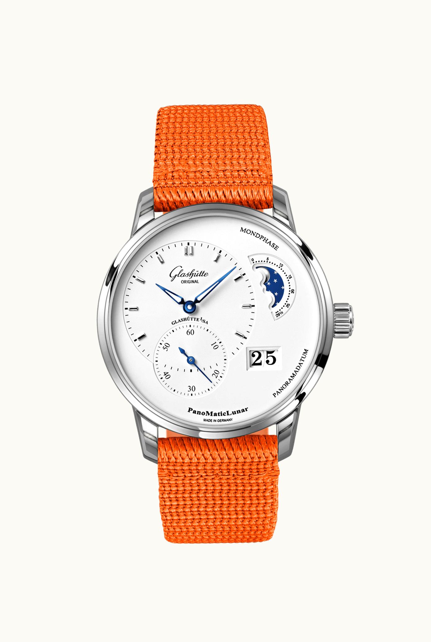 Glashütte Original PanoMatic Lunar Stainless Steel / Rose / Alligator / Folding