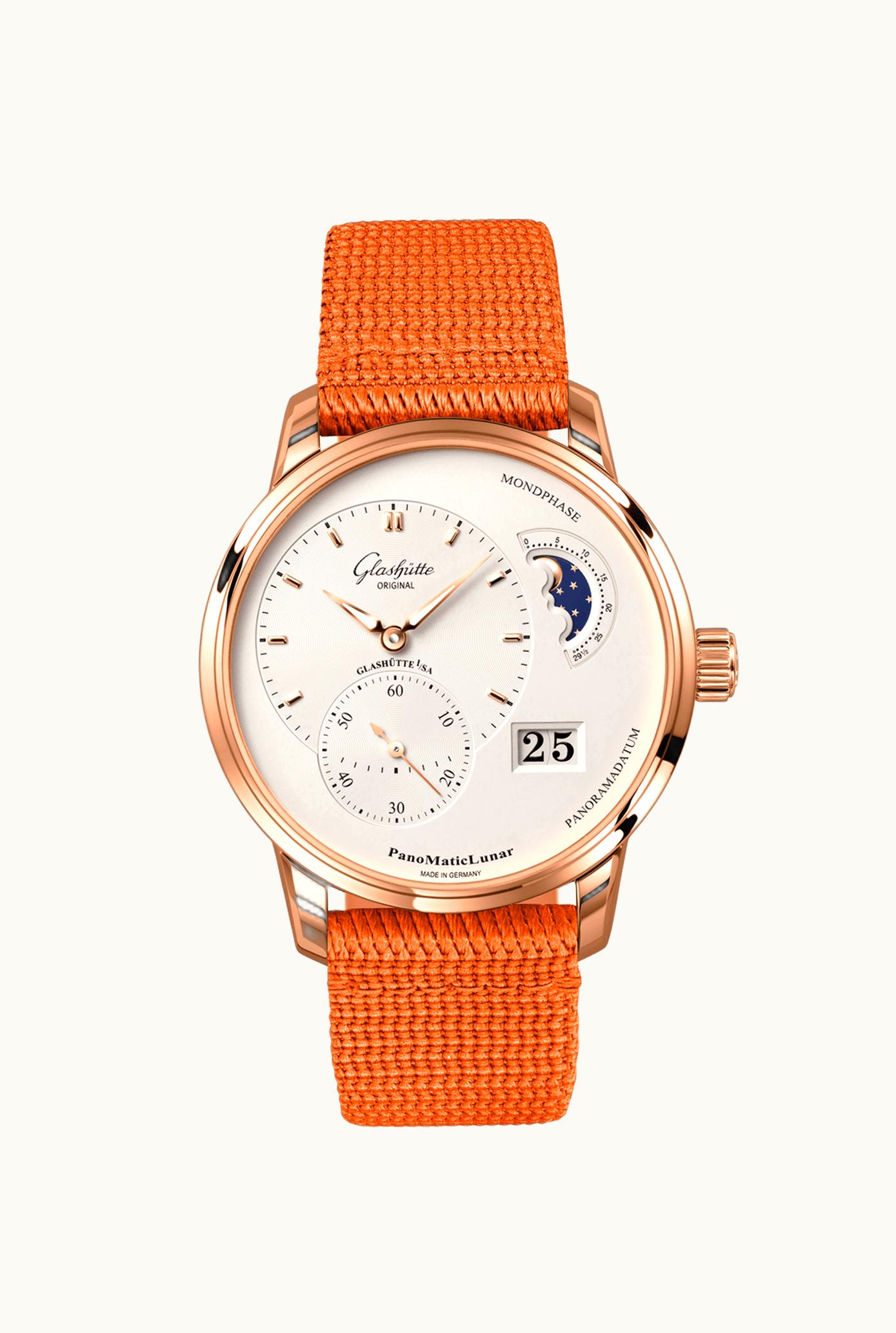 Glashütte Original PanoMatic Lunar Red Gold / Silver / Alligator / Folding