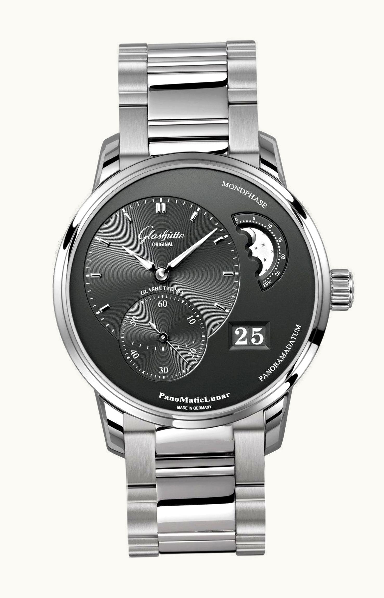 Glashütte Original PanoMatic Lunar Stainless Steel / Grey / Bracelet