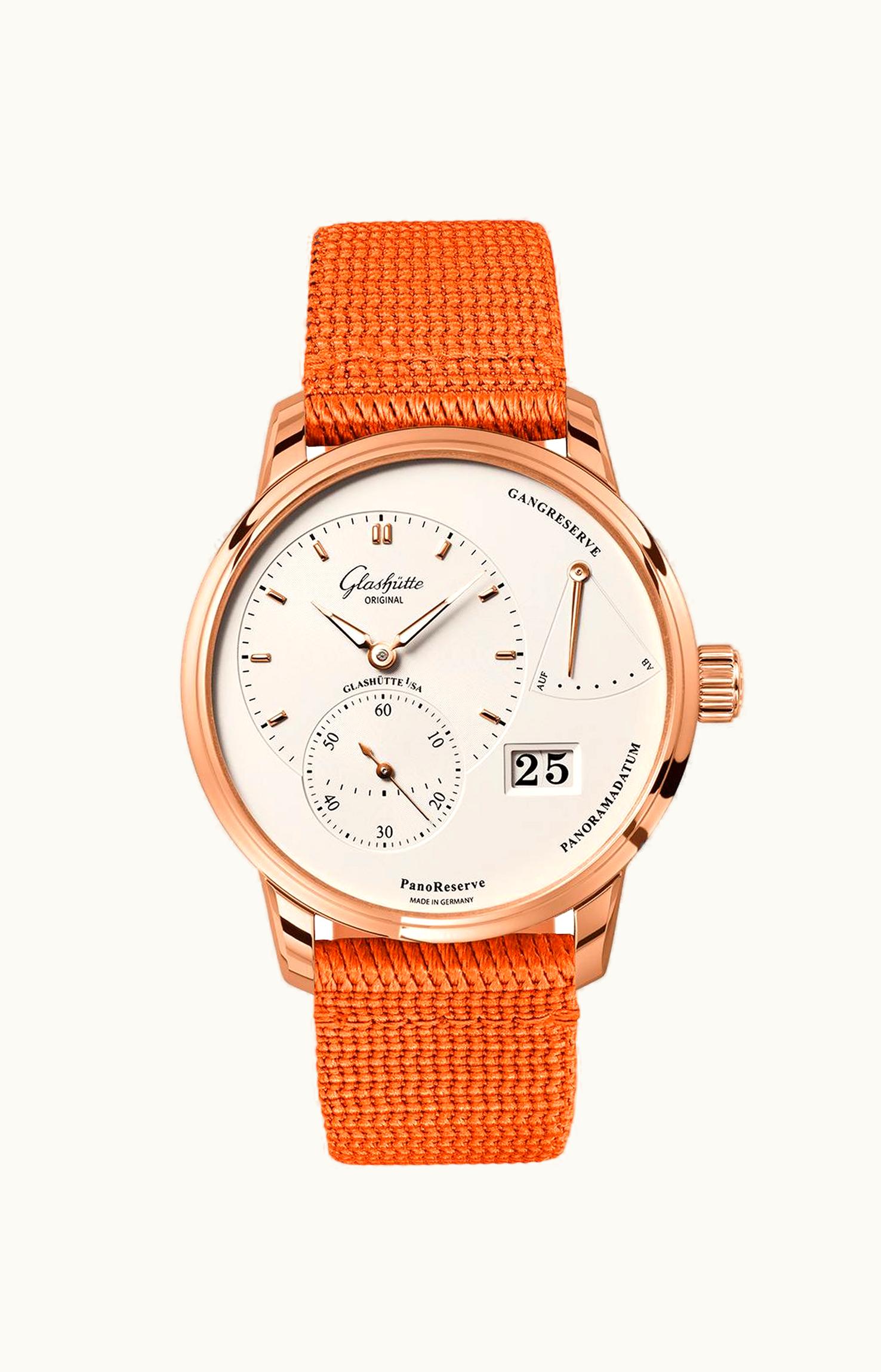 Glashütte Original PanoReserve Red Gold / Silver / Alligator / Folding