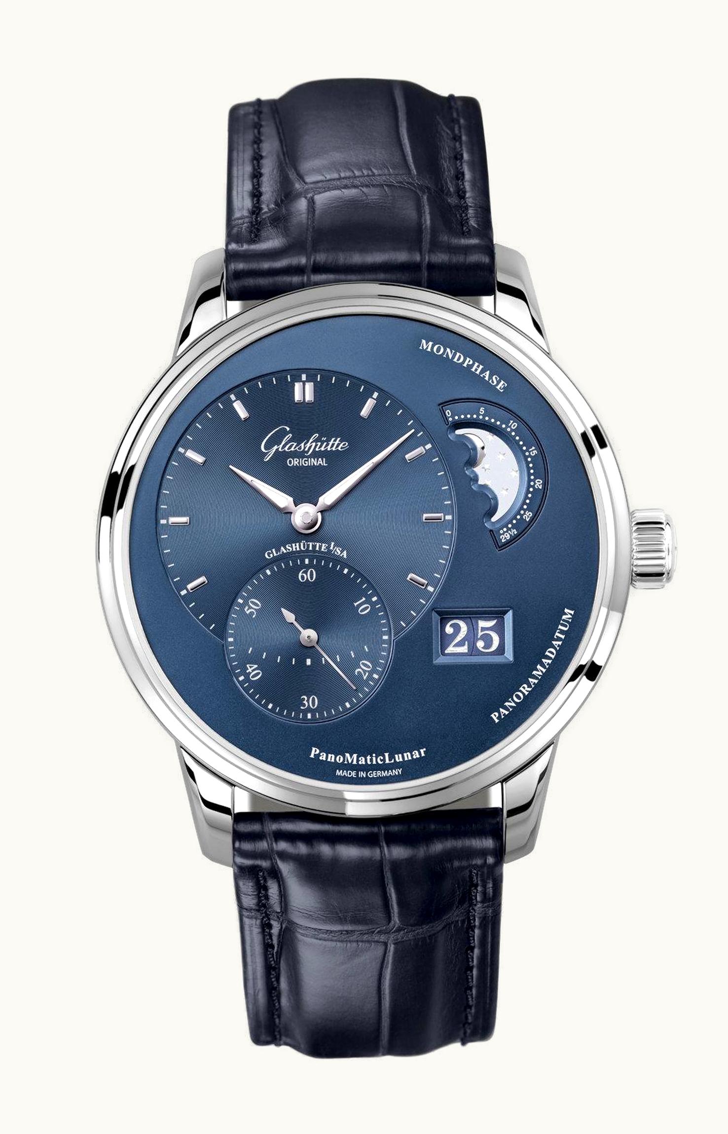 Glashütte Original PanoMatic Lunar Stainless Steel / Blue / Bracelet