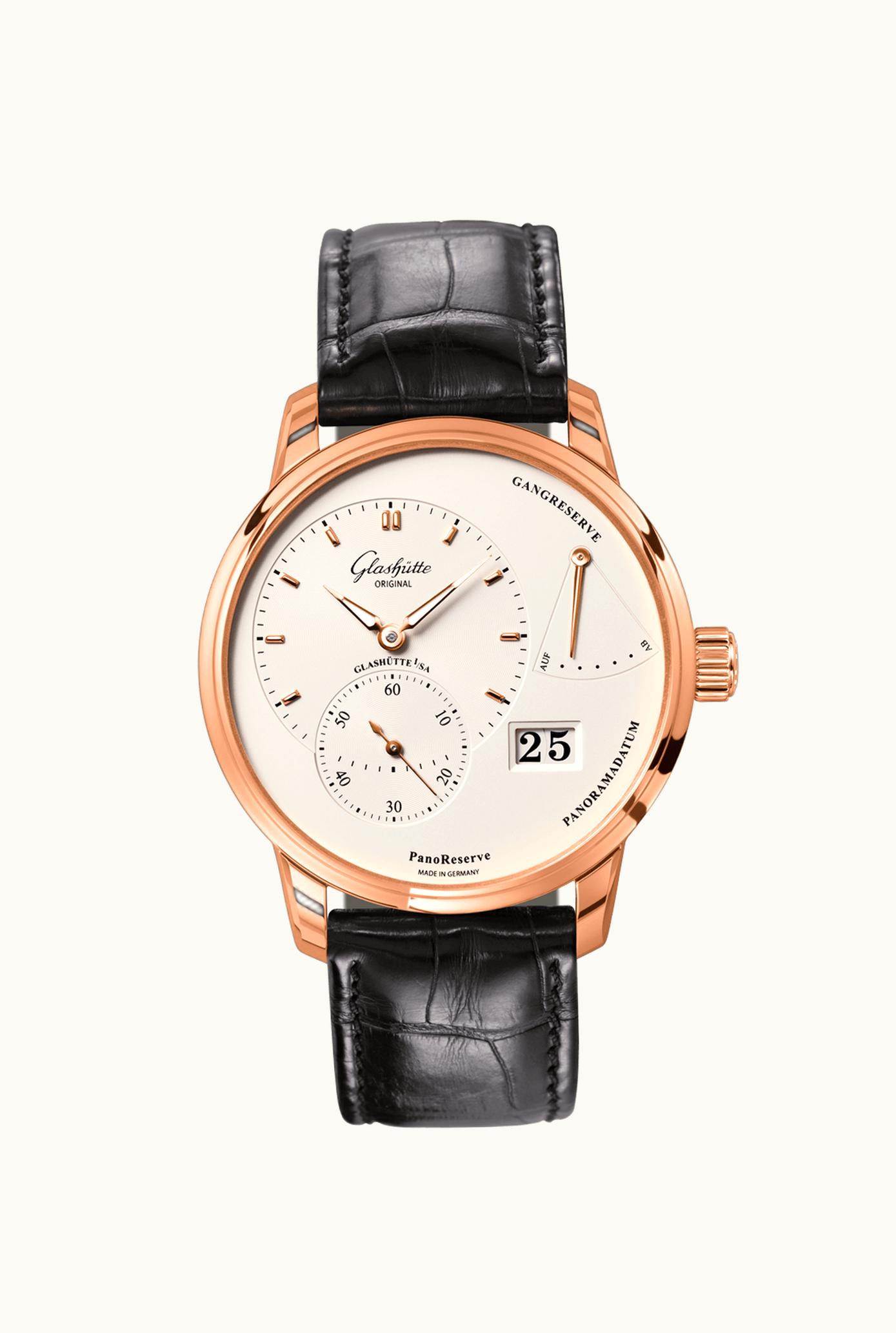 Glashütte Original PanoReserve Red Gold / Silver / Alligator / Folding