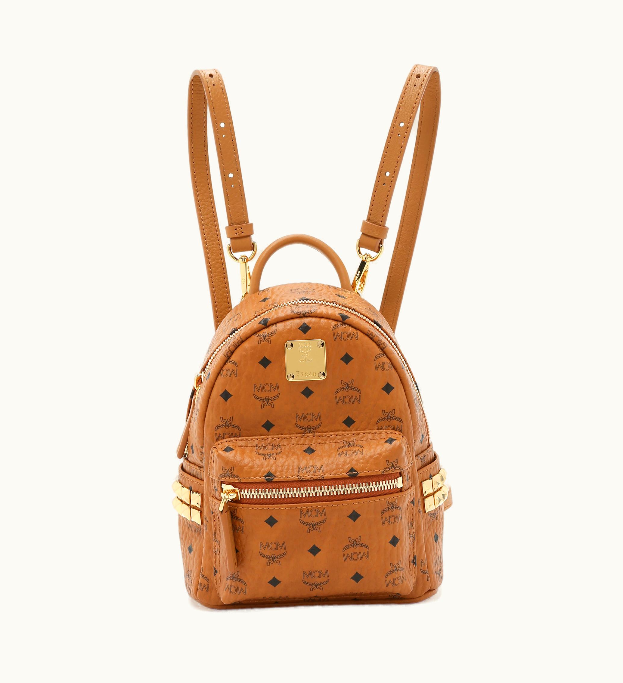 MCM MCM Stark Backpack Visetos Side Studs Bebe Boo Cognac