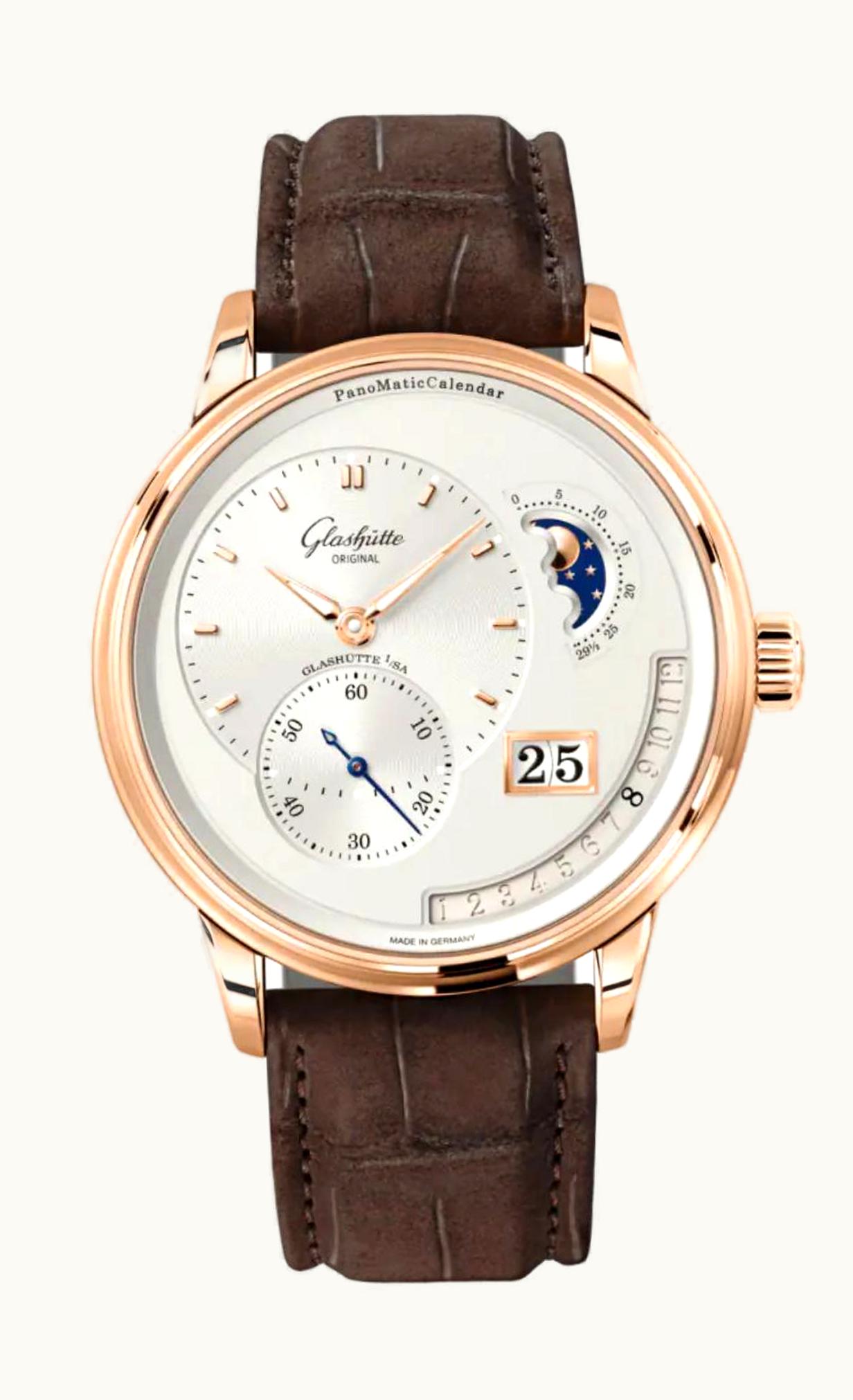 Glashütte Original PanoMatic Calendar Red Gold / Silver / Alligator / Pin