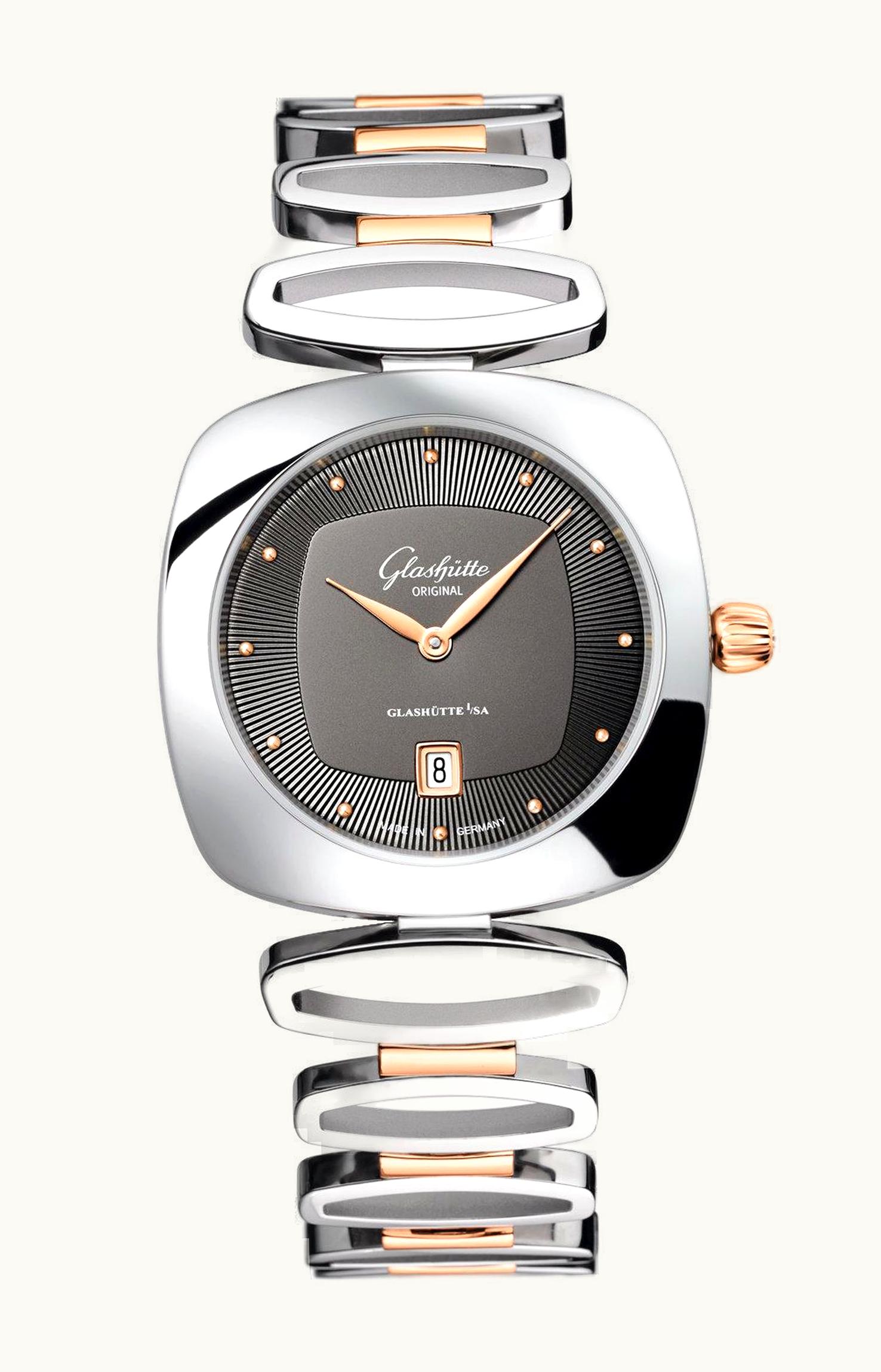 Glashütte Original Pavonina Date Stainless Steel / Red Gold / Grey / Bracelet