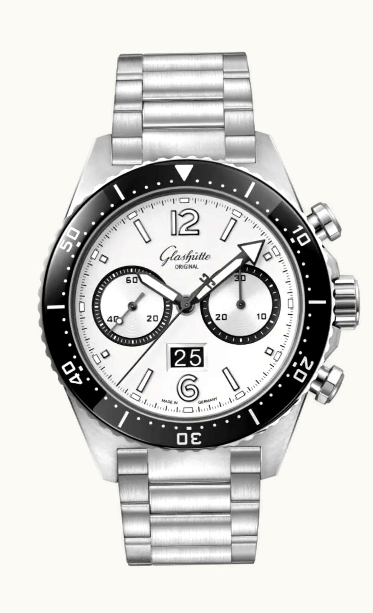 Glashütte Original SeaQ Chronograph Stainless Steel / Silver Screen / Bracelet
