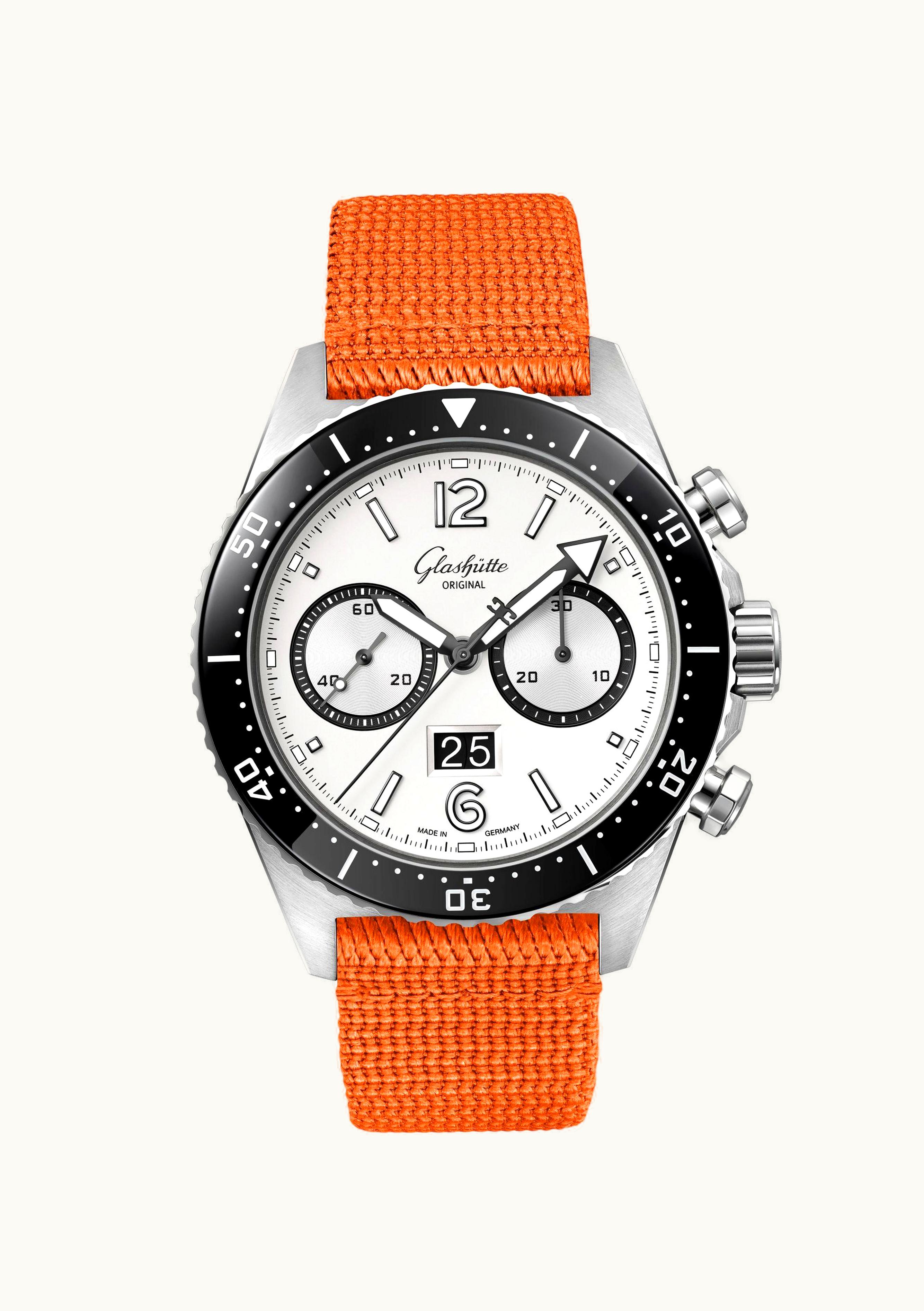 Glashütte Original SeaQ Chronograph Stainless Steel / Silver Screen / Fabric / Pin