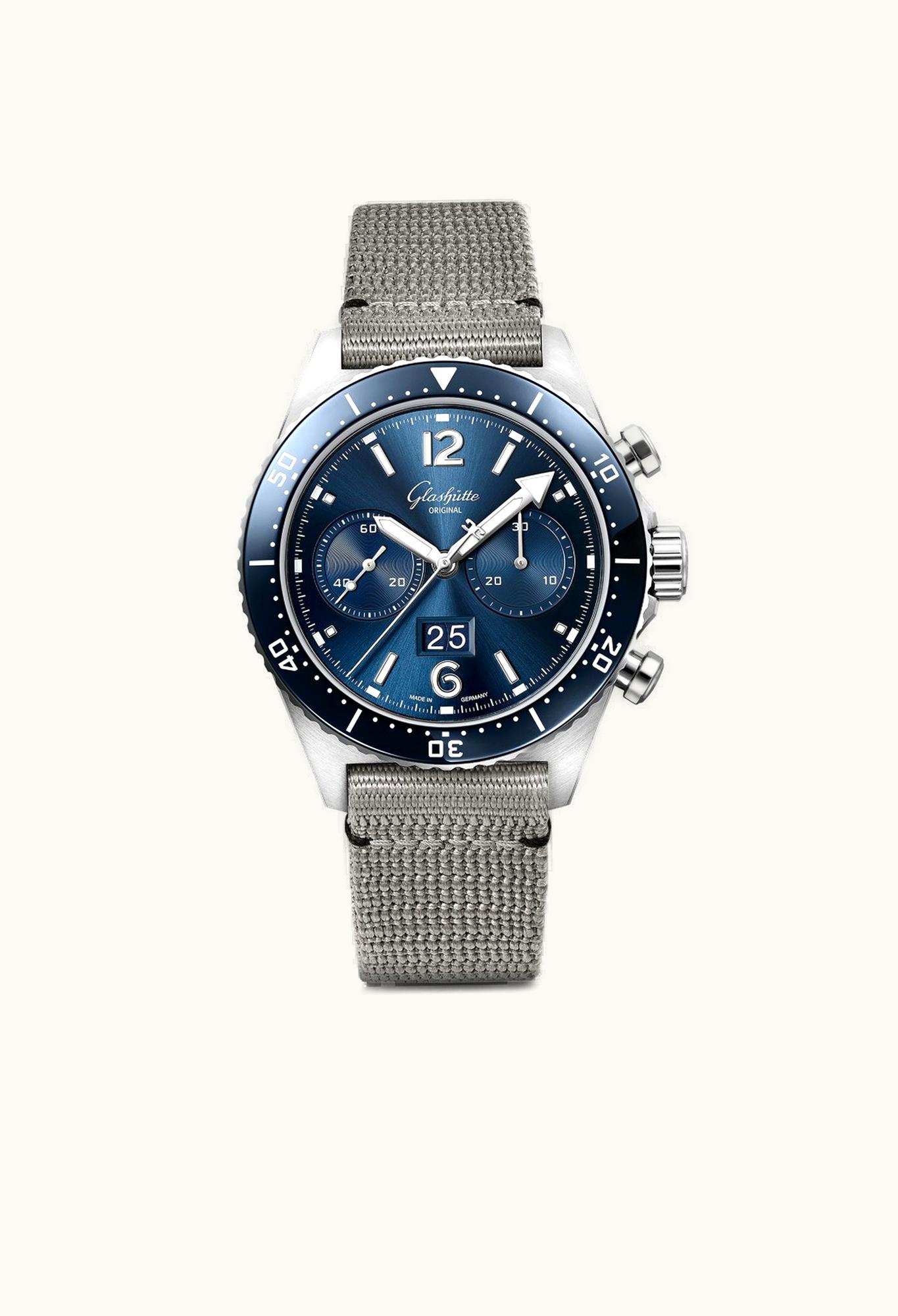 Glashütte Original SeaQ Chronograph Stainless Steel / Blue / Textile / Folding