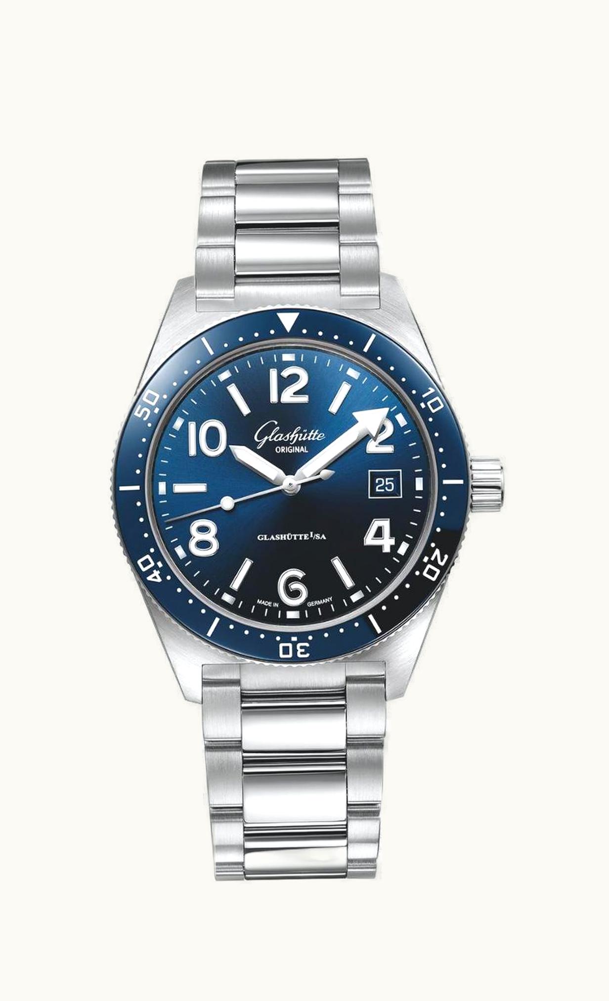 Glashütte Original SeaQ Date Stainless Steel / Blue / Bracelet