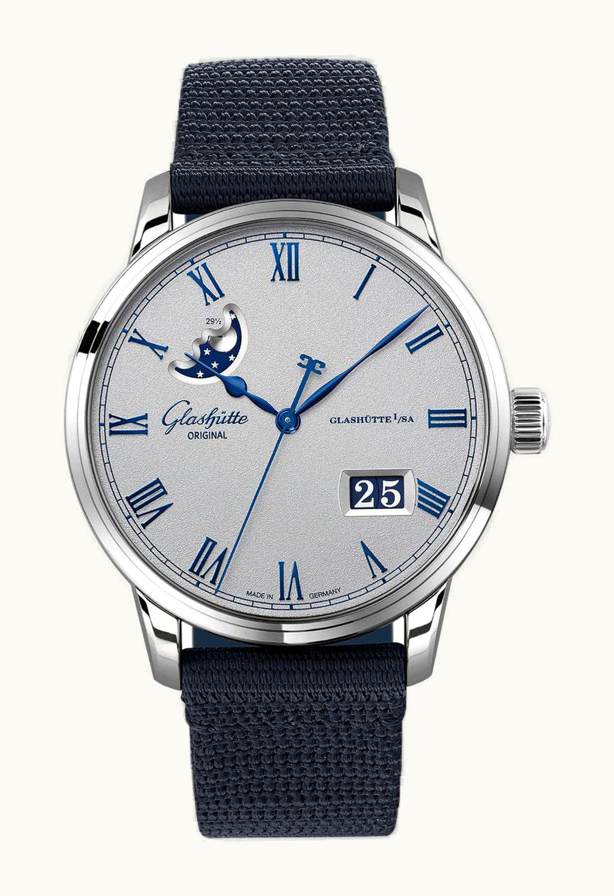 Glashütte Original Senator Excellence Panorama Date Moonphase Stainless Steel / Grey