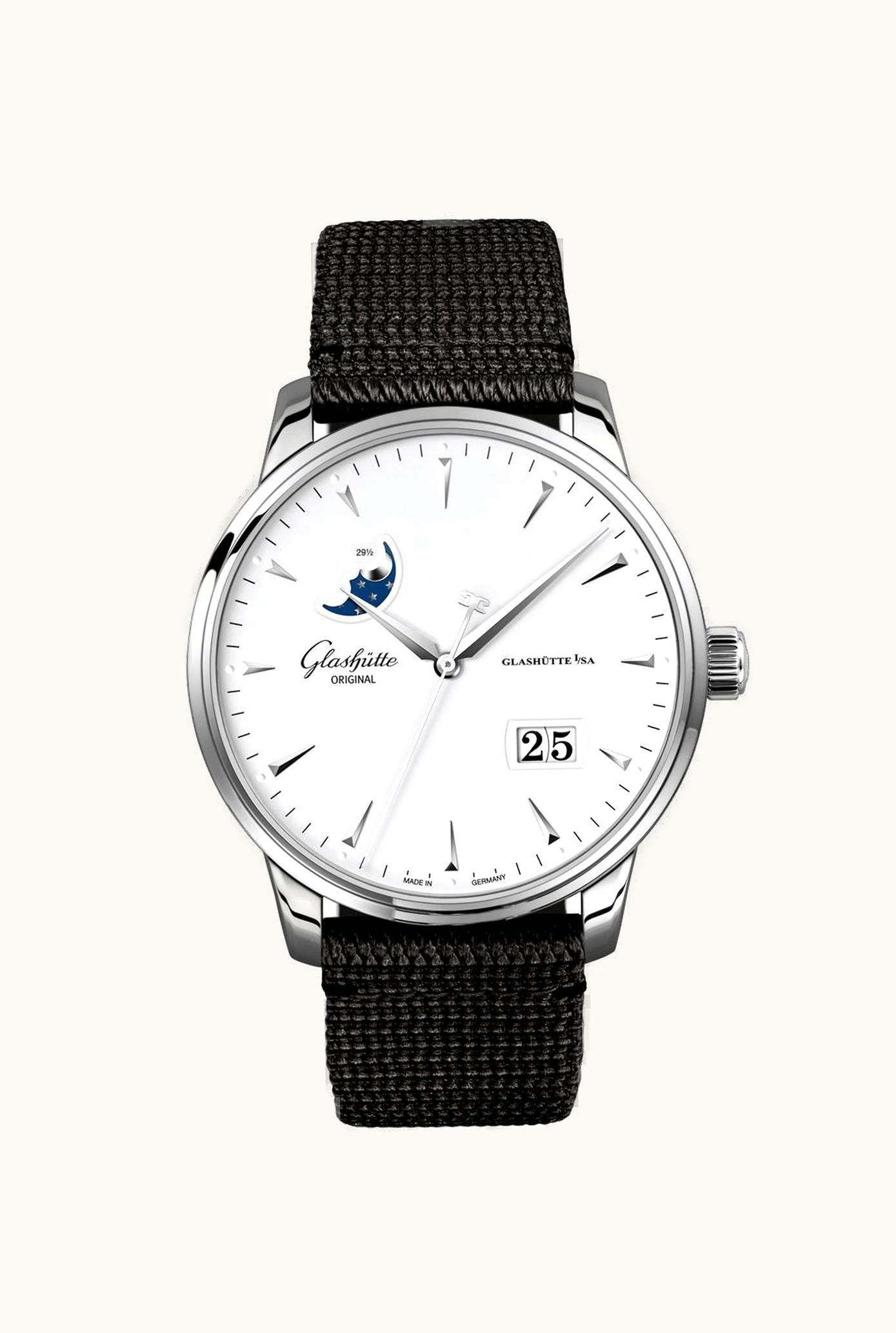 Glashütte Original Senator Excellence Panorama Date Moonphase Stainless Steel / Silver / Bracelet