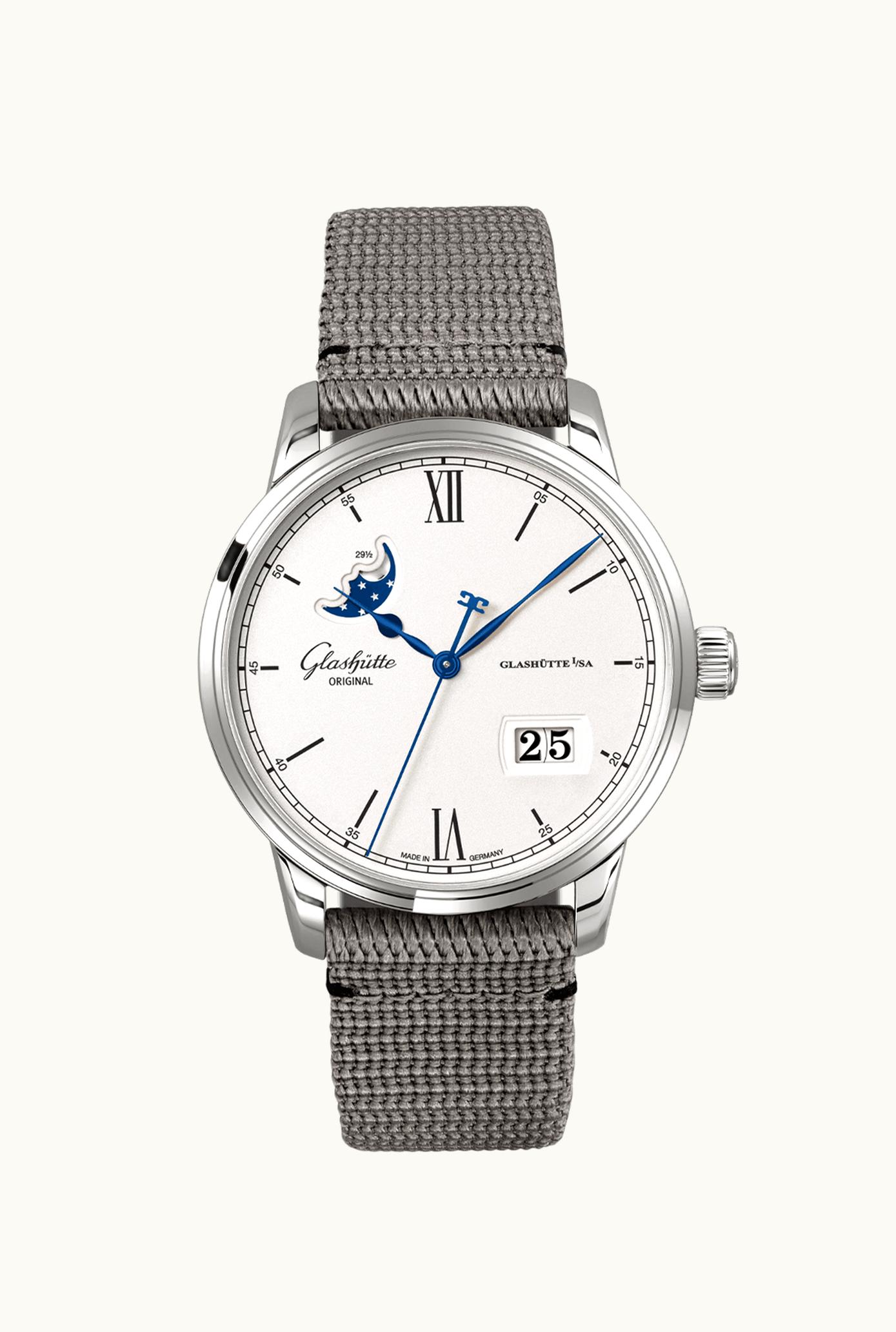 Glashütte Original Senator Excellence Panorama Date Moonphase Stainless Steel / Silver / Synthetic