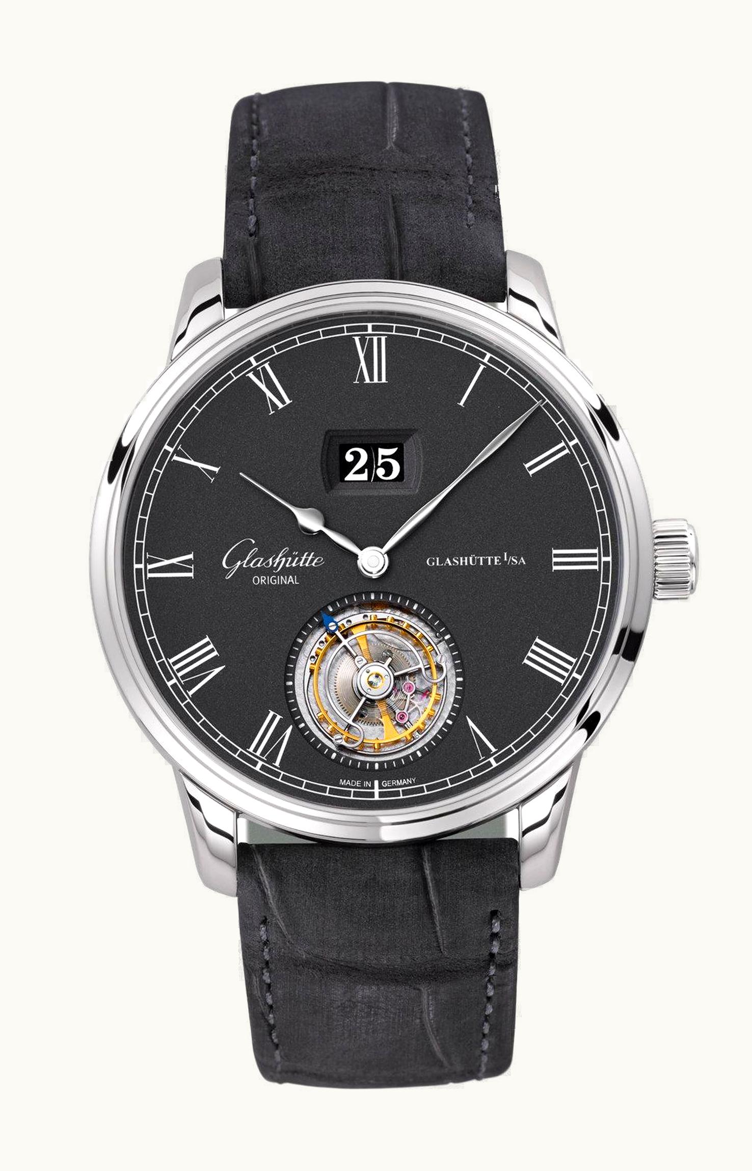 Glashütte Original Senator Tourbillon White Gold / Grey / Alligator / Folding