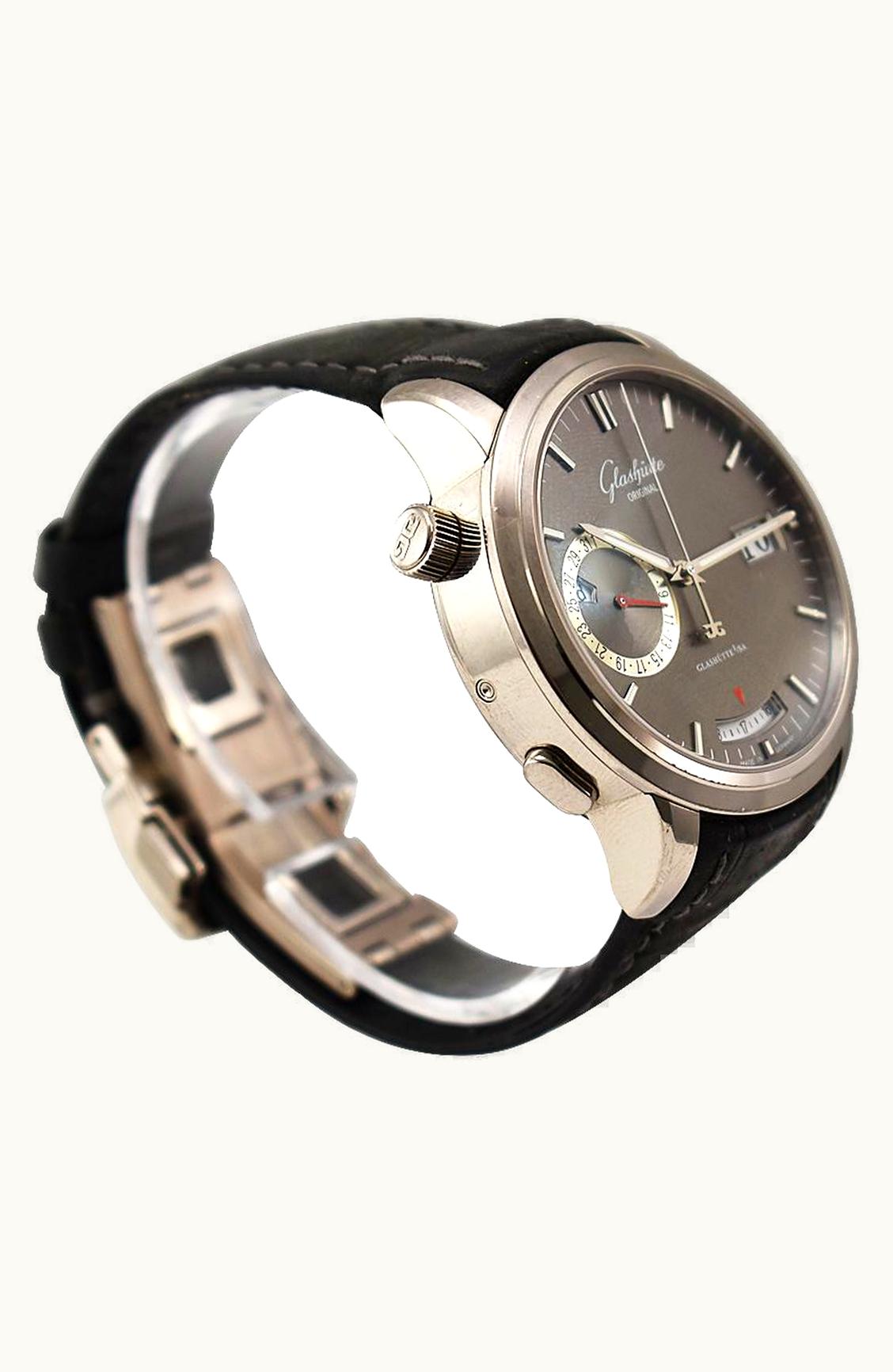 Glashütte Original Senator Diary White Gold / Grey / Alligator / Folding