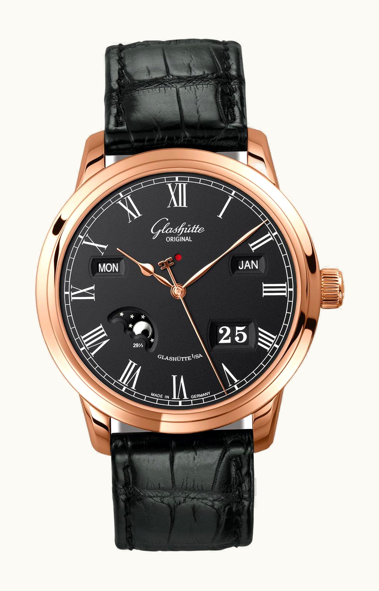 Glashütte Original Senator Perpetual Calendar Red Gold / Black / Alligator / Folding