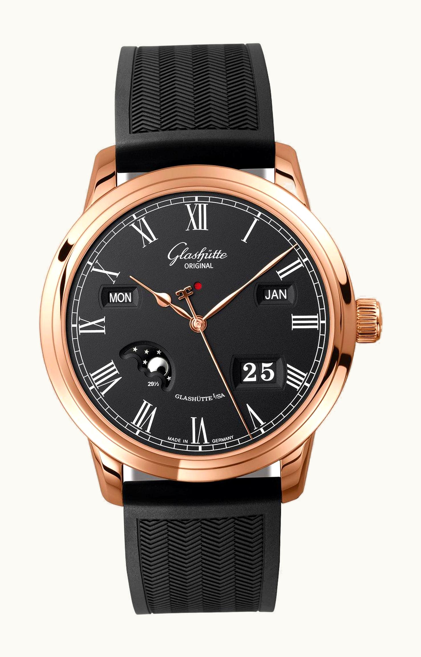 Glashütte Original Senator Perpetual Calendar Red Gold / Black / Rubber / Folding