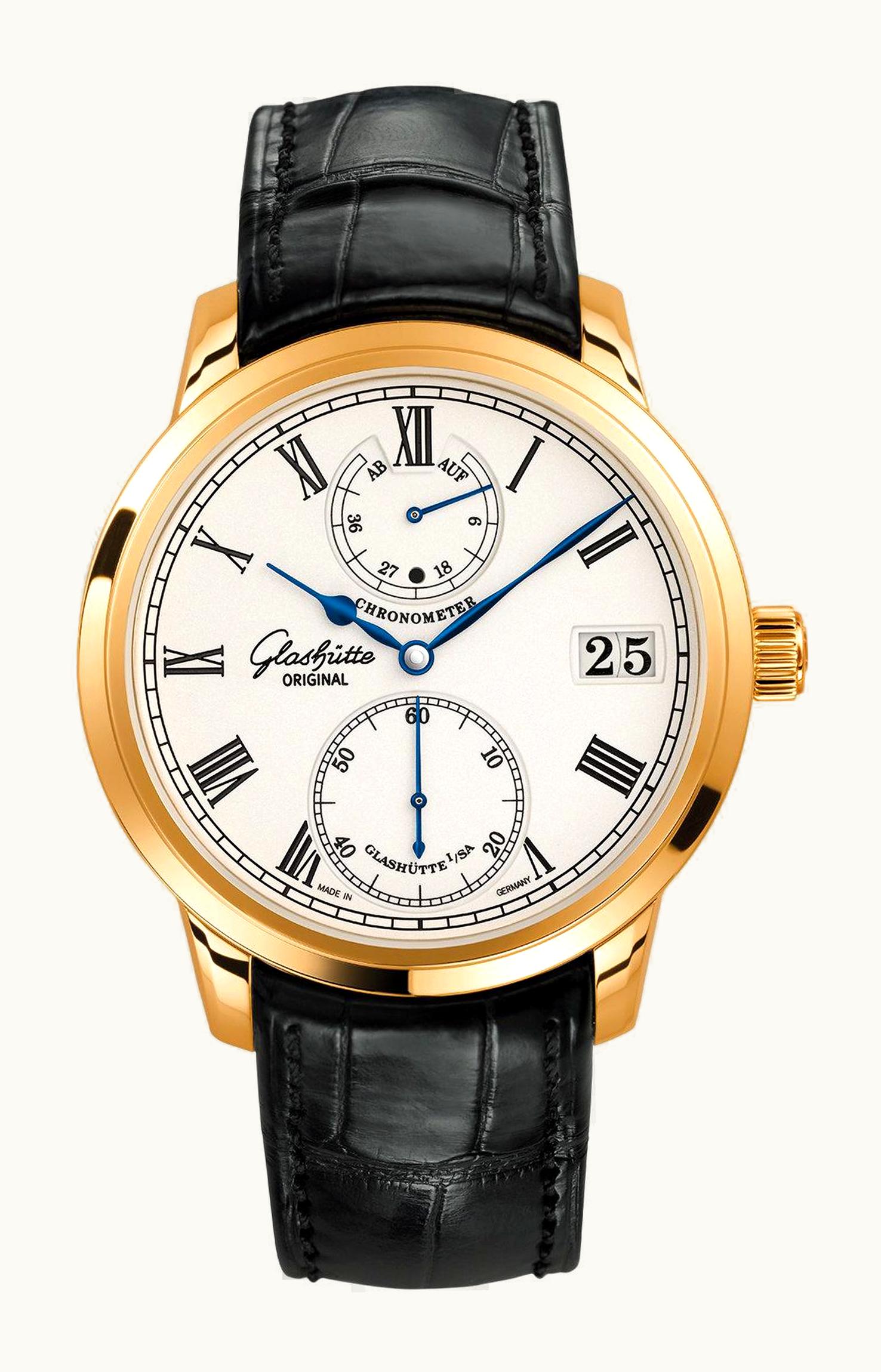 Glashütte Original Senator Chronometer Rose Gold / Silver / Alligator / Folding