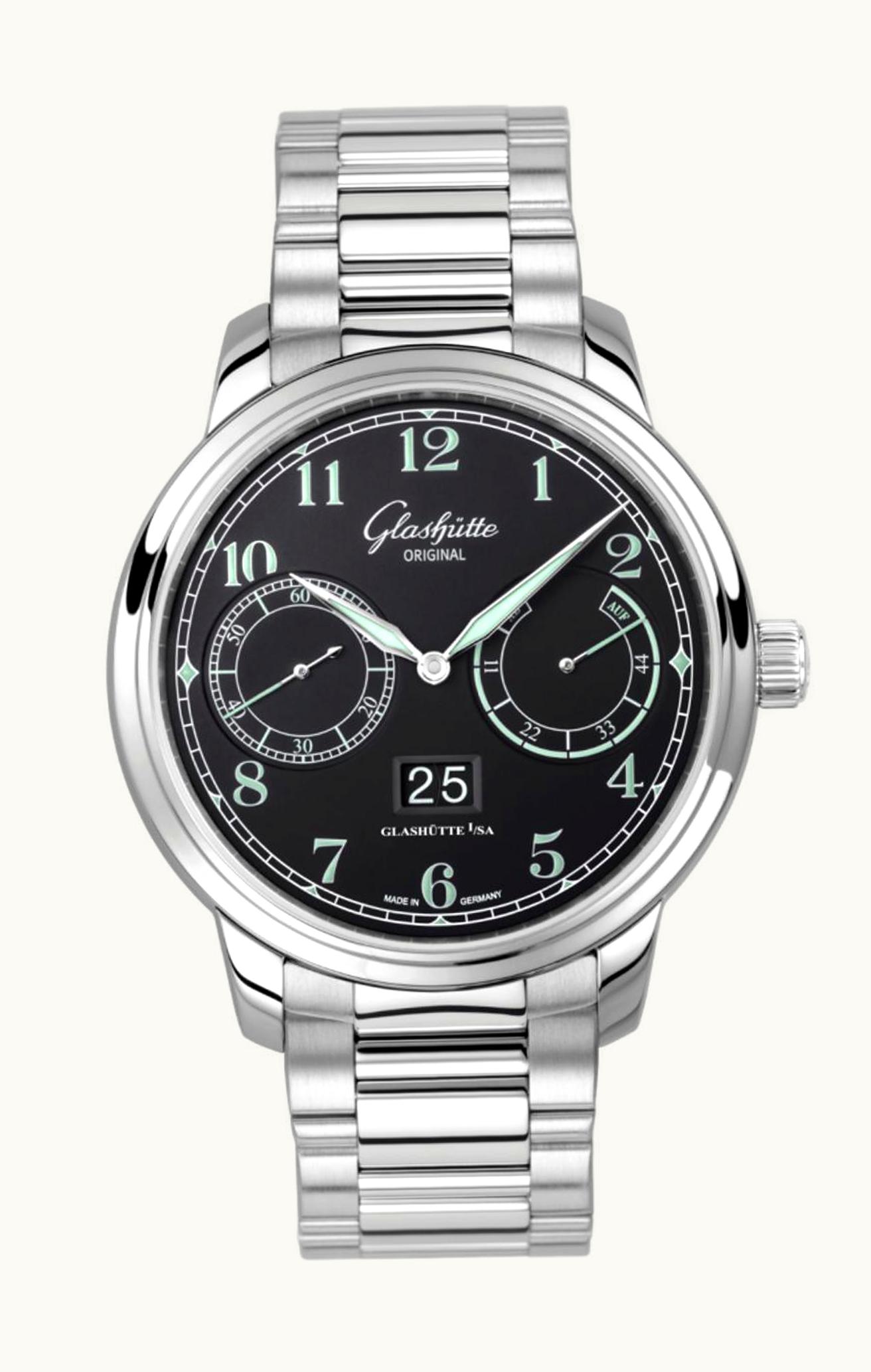 Glashütte Original Senator Observer Stainless Steel / Black / Bracelet