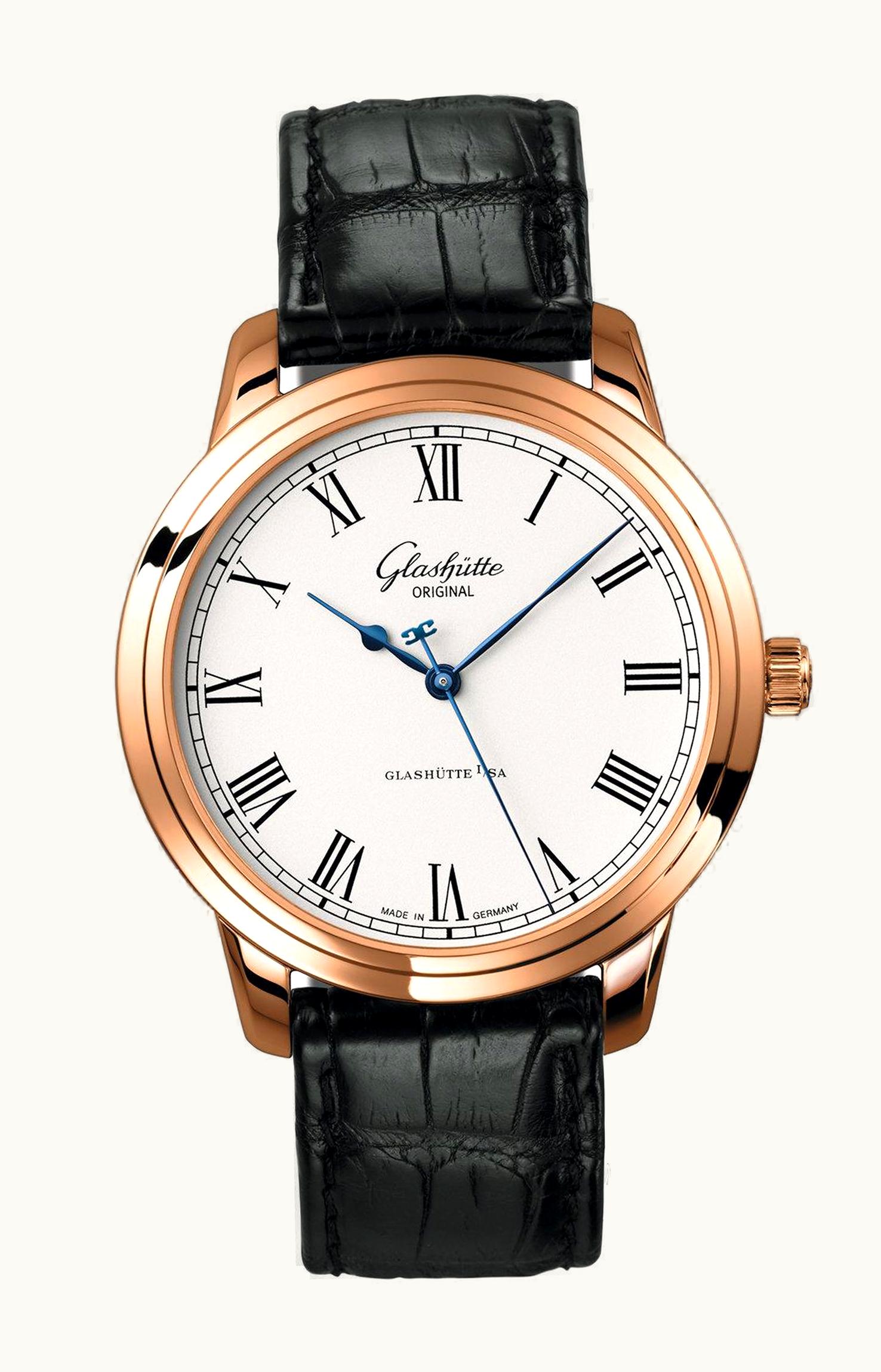 Glashütte Original Senator Automatic Red Gold / Silver / Alligator / Pin