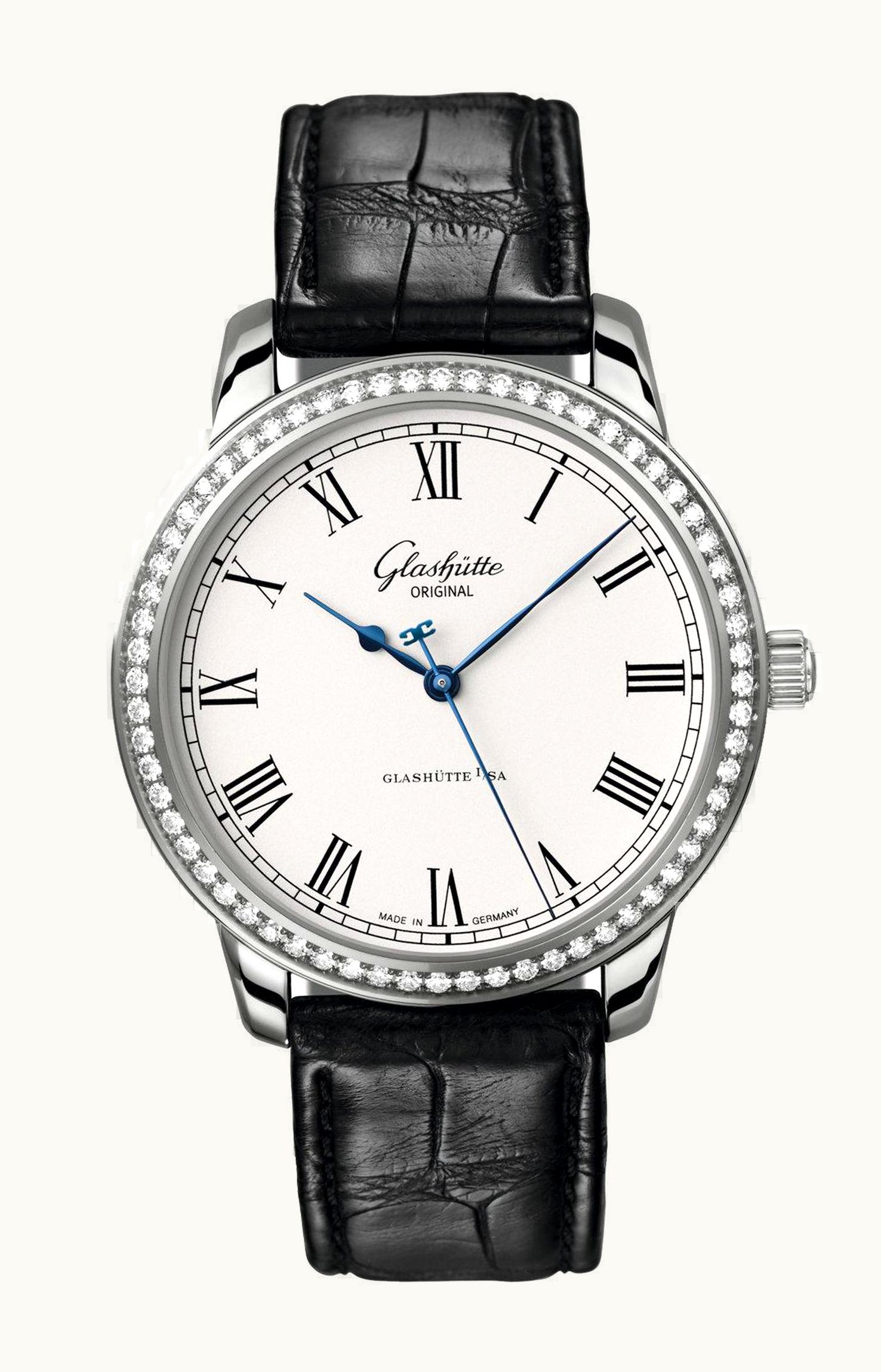 Glashütte Original Senator Automatic White Gold / Diamond / Silver / Alligator / Pin
