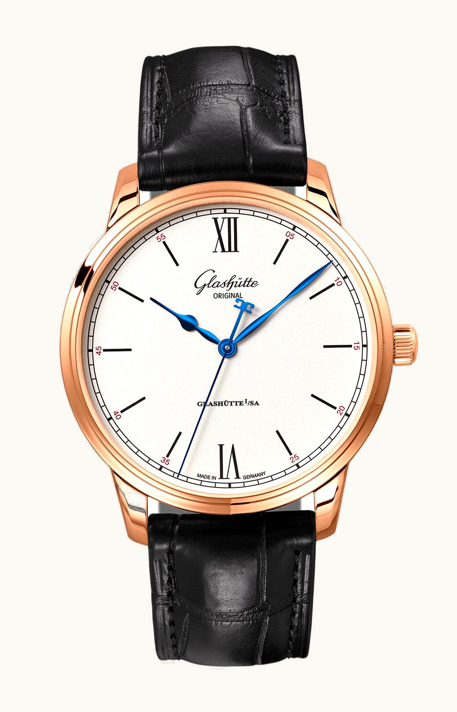Glashütte Original Senator Excellence Red Gold / Silver / Alligator / Pin