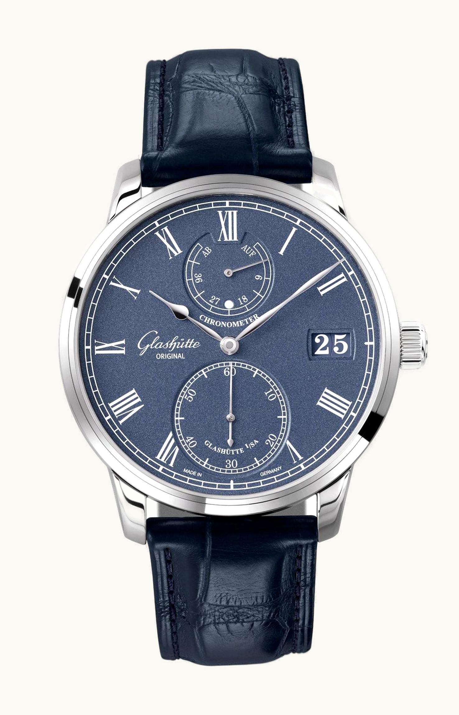 Glashütte Original Senator Chronometer White Gold / Blue / Alligator / Pin