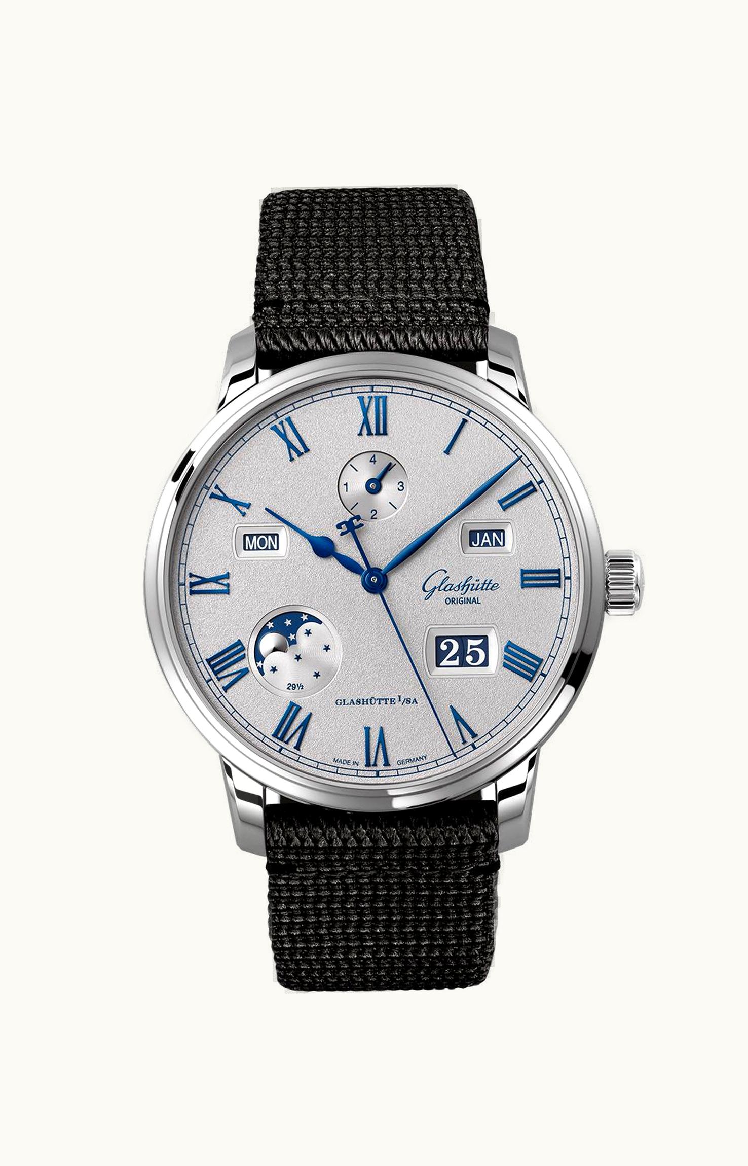 Glashütte Original Senator Perpetual Calendar Stainless Steel / Silver / Rubber / Pin