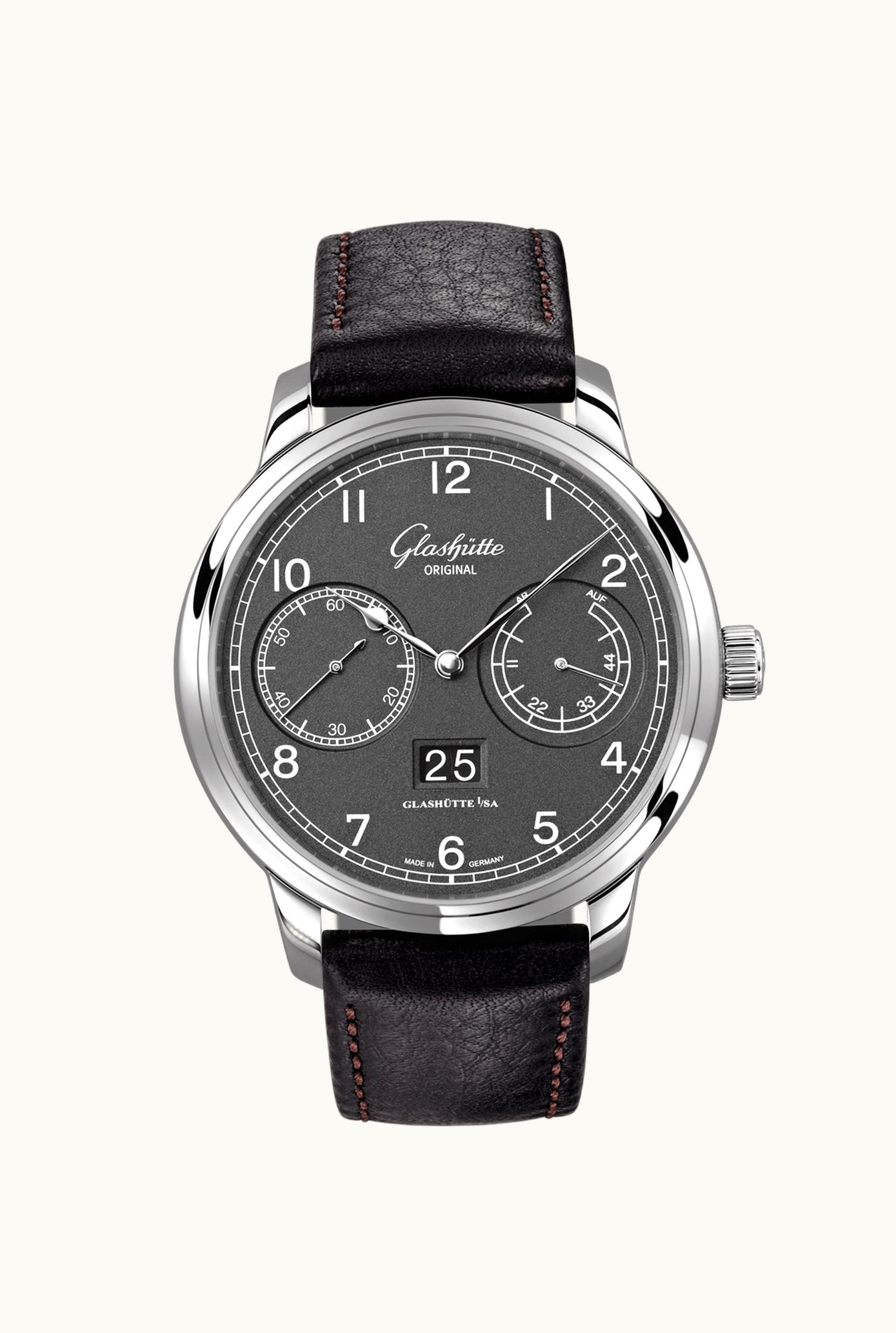 Glashütte Original Senator Observer Stainless Steel / Grey / Alligator / Pin