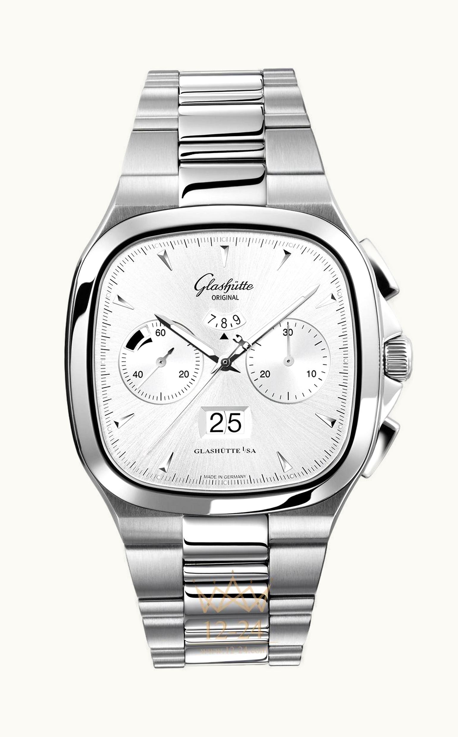 Glashütte Original Seventies Chronograph Panorama Date Silver / Bracelet