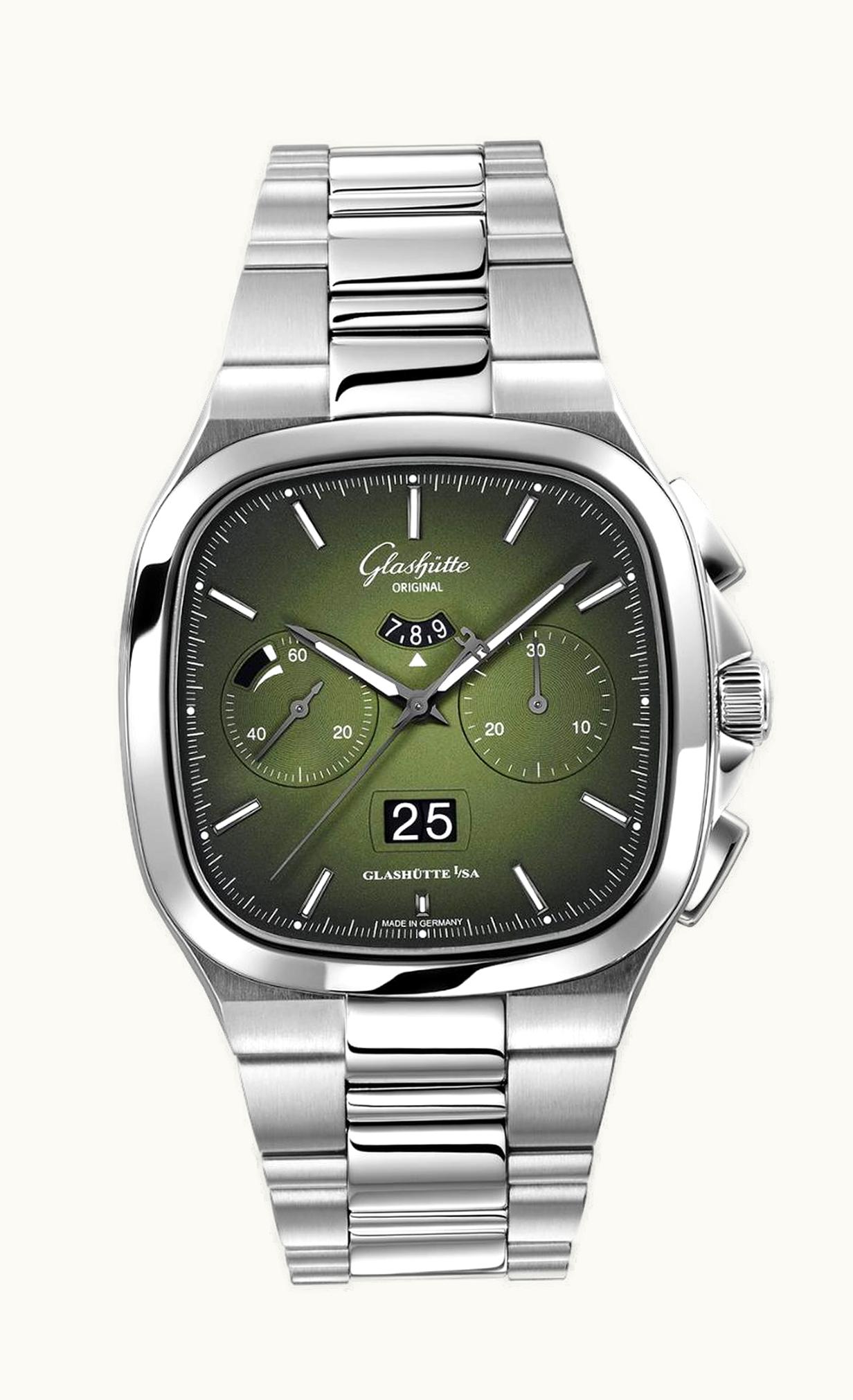Glashütte Original Seventies Chronograph Panorama Date Green / Bracelet