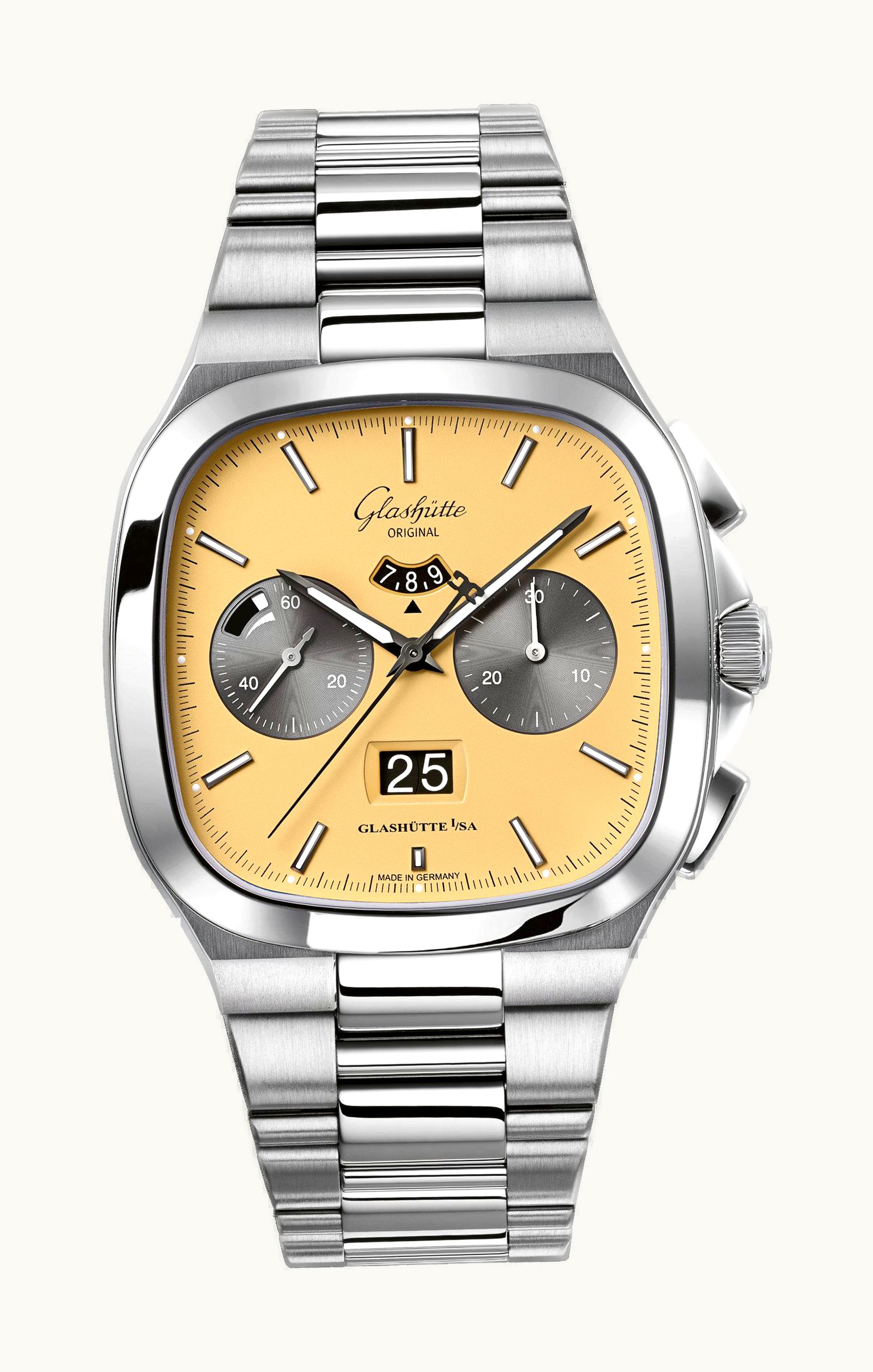 Glashütte Original Seventies Chronograph Panorama Date Golden Bay / Bracelet