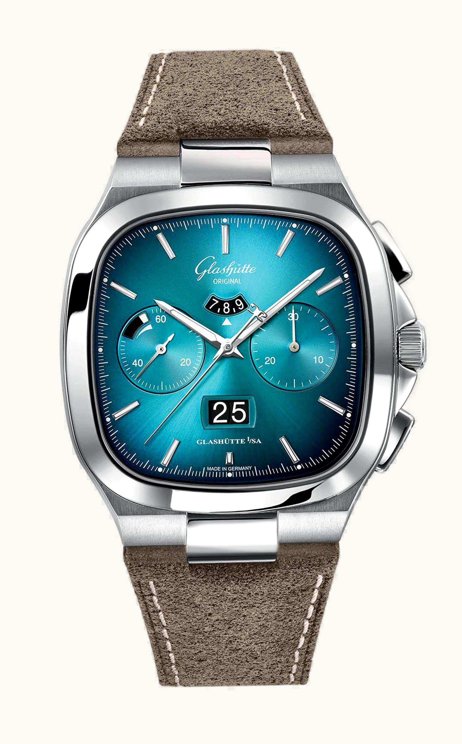 Glashütte Original Seventies Chronograph Panorama Date Turquoise / Bracelet