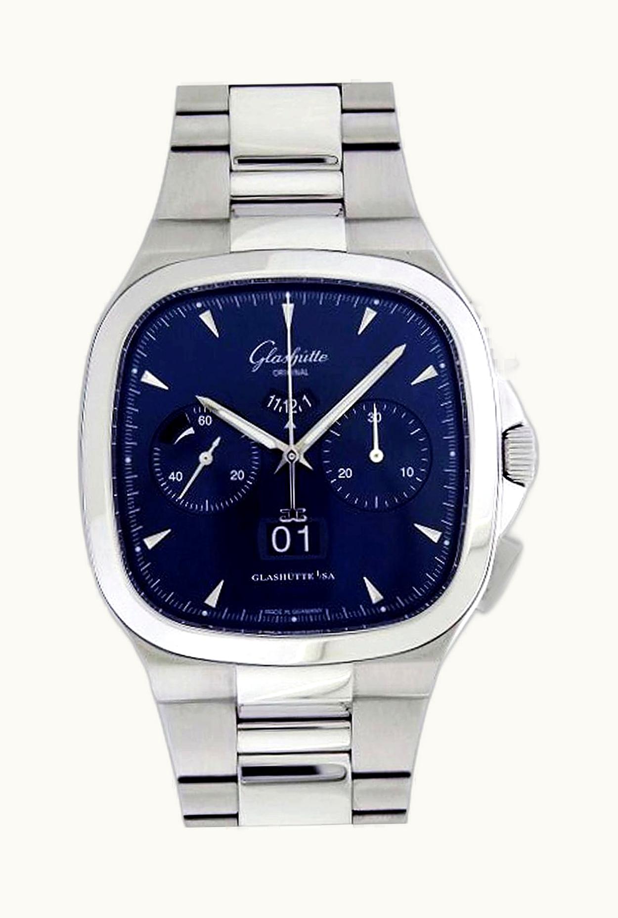 Glashütte Original Seventies Chronograph Panorama Date Blue / Bracelet