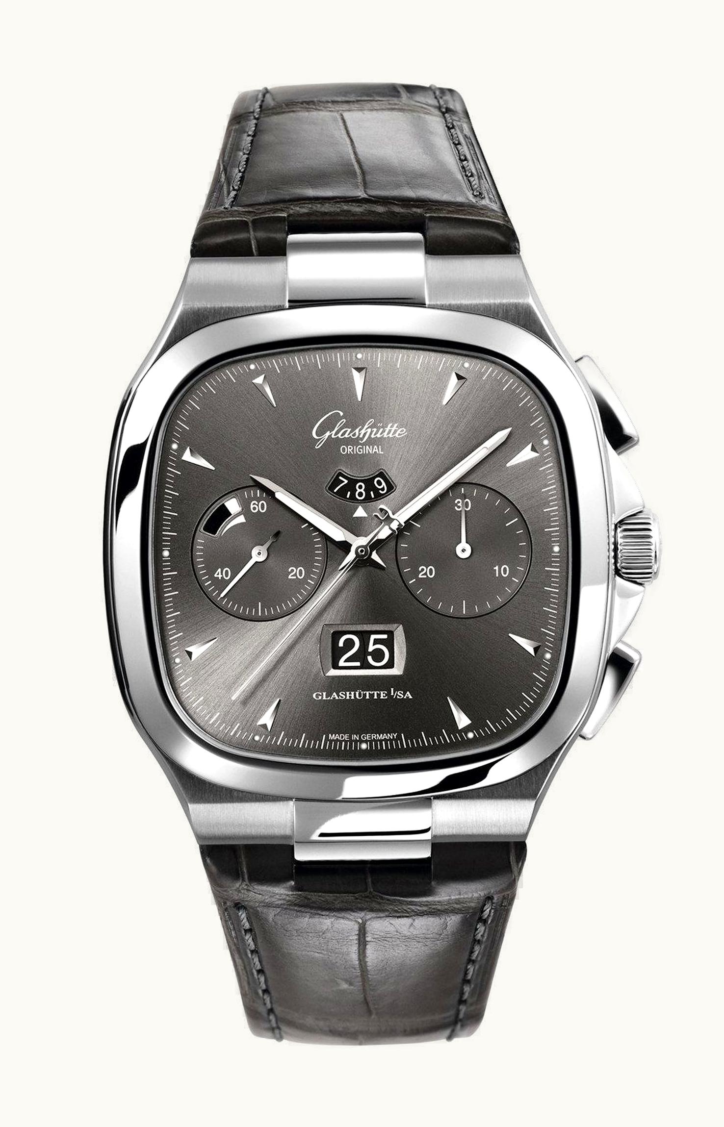 Glashütte Original Seventies Chronograph Panorama Date Ruthenium / Rubber / Folding