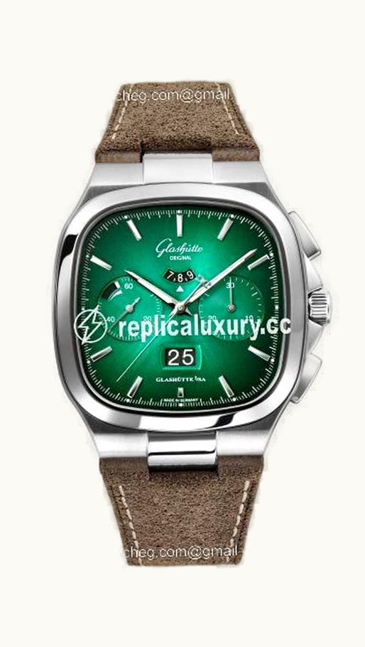 Glashütte Original Seventies Chronograph Panorama Date Green / Nubuck / Folding