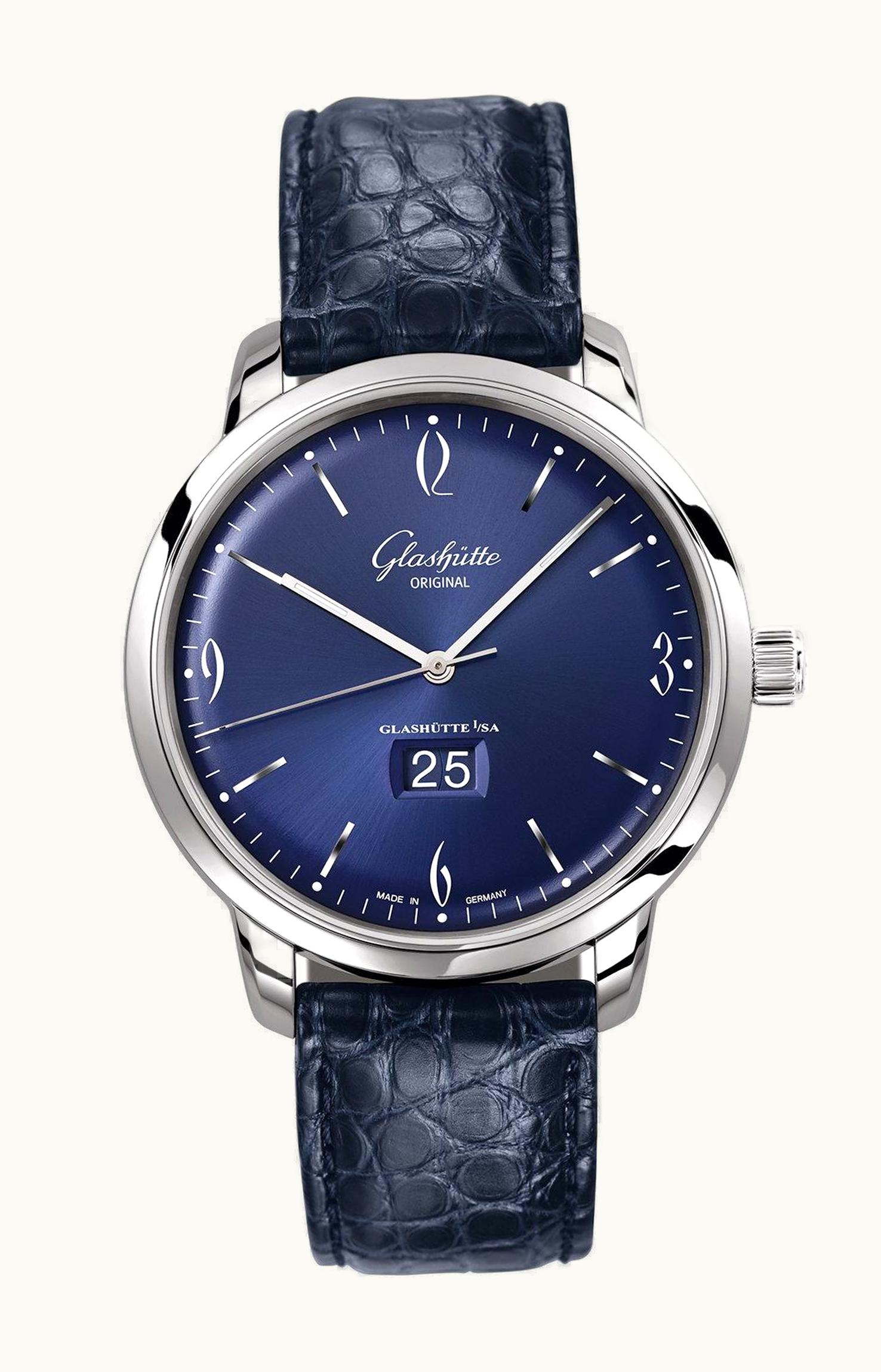 Glashütte Original Sixties Panorama Date Stainless Steel / Green / Calf / Pin / Annual Edition