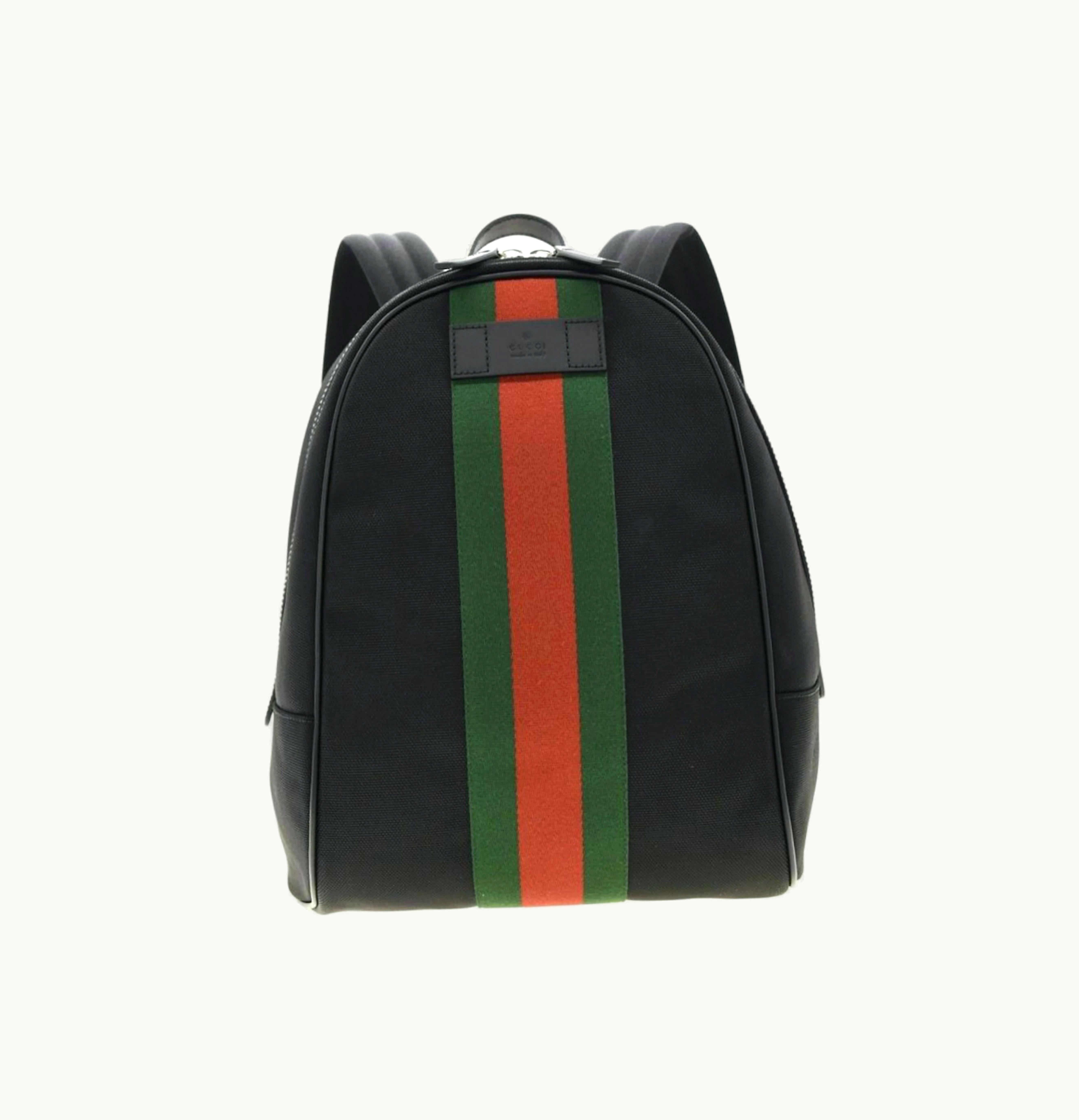 Gucci Gucci Black Web Stripe Canvas Backpack Black