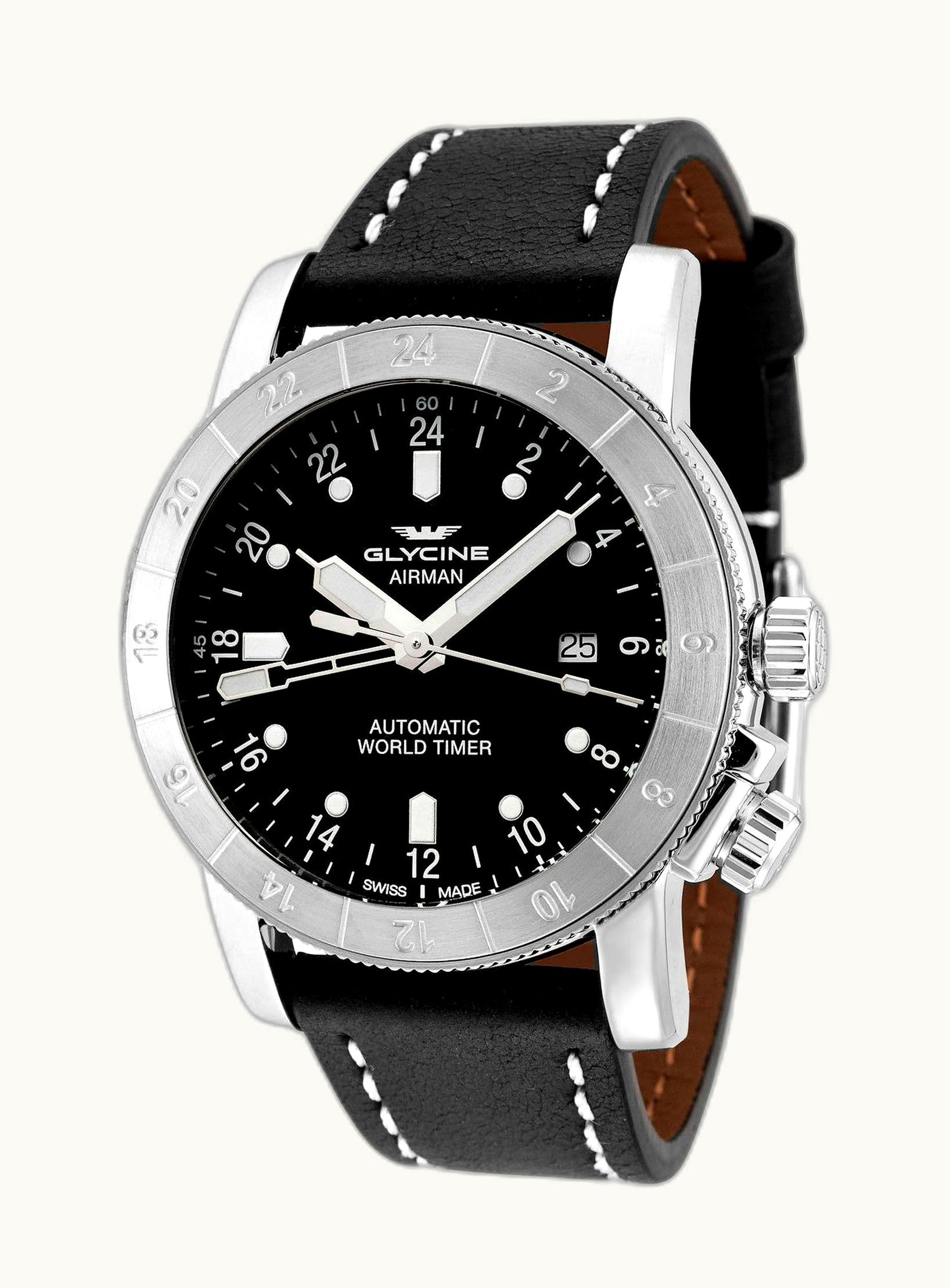 Glycine Airman 44 GMT Automatic Stainless Steel / Black