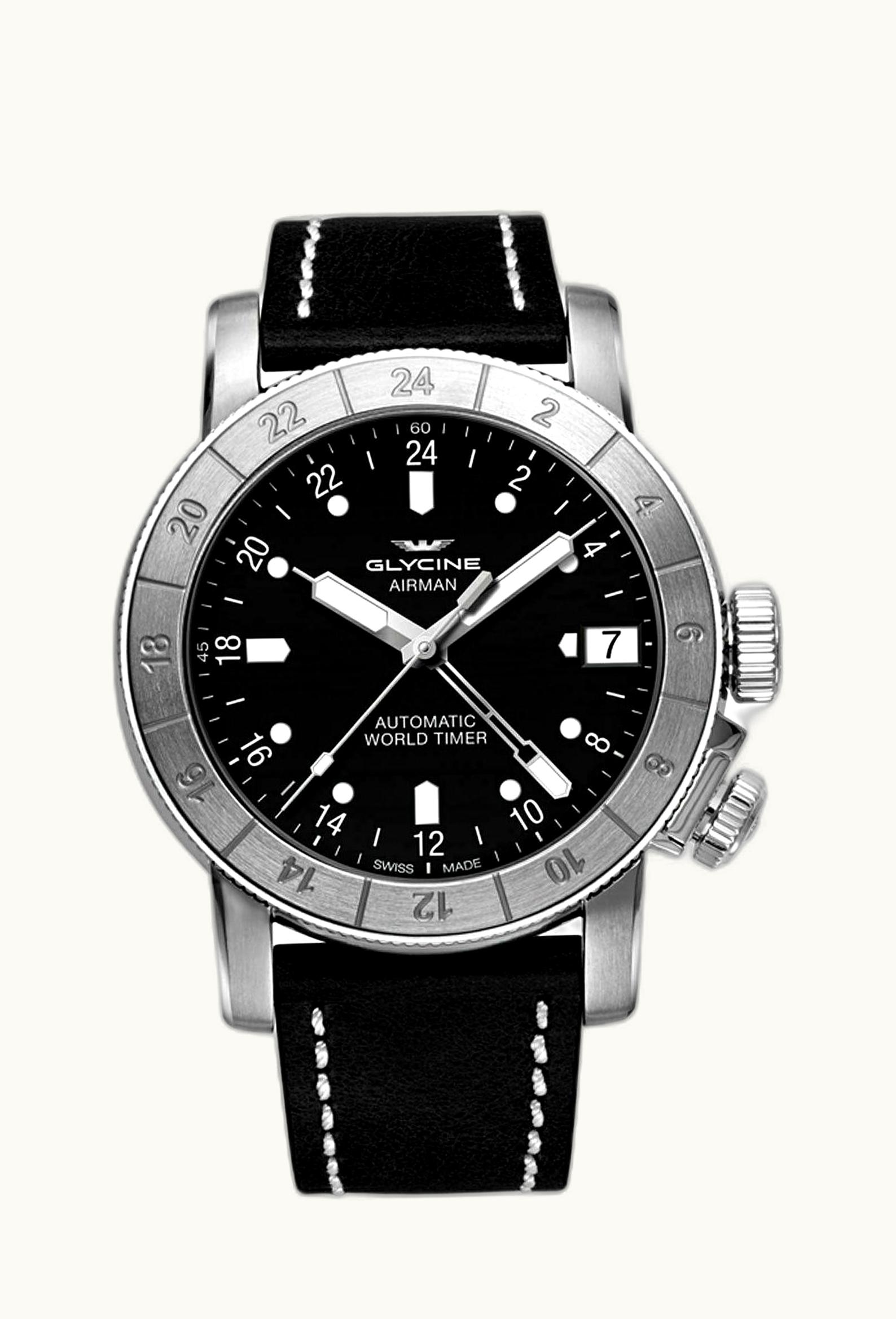 Glycine Airman 46 GMT Automatic Stainless Steel / Black